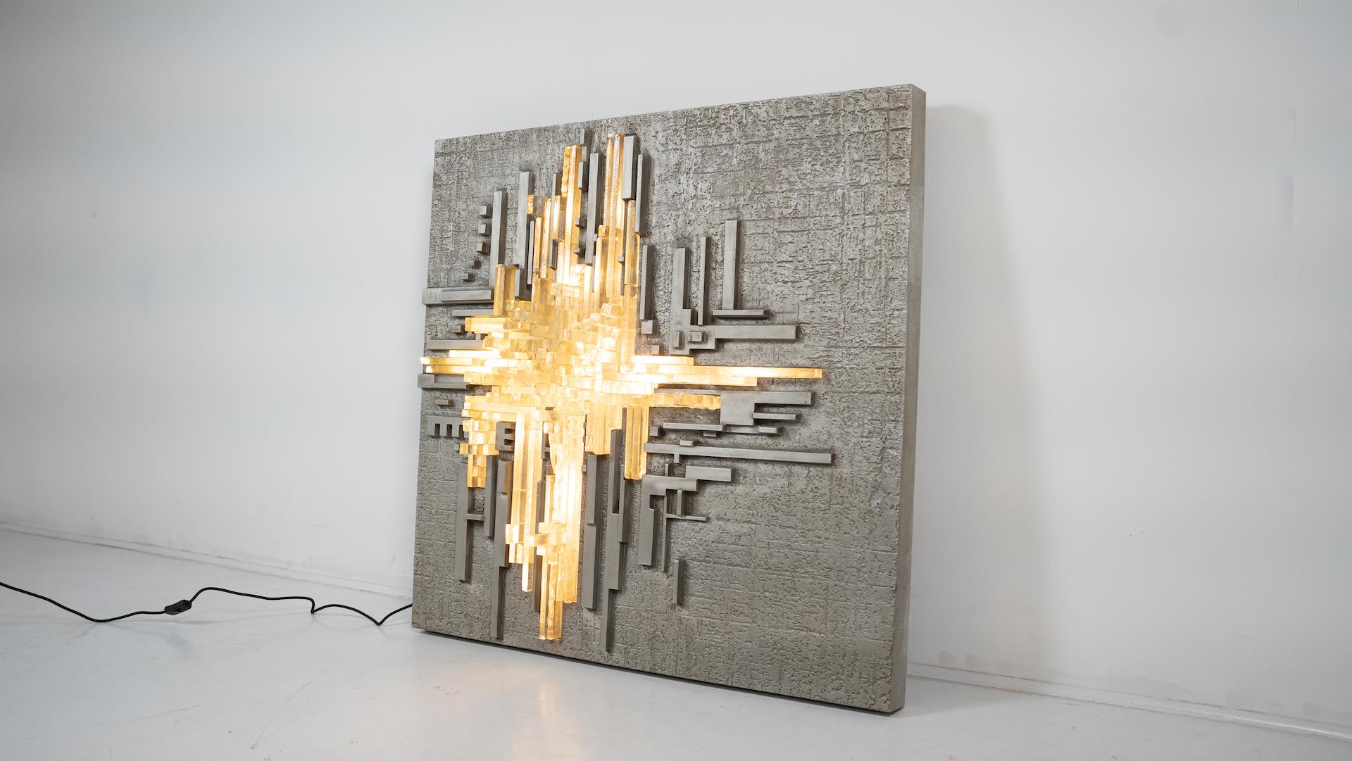 Alluminio Grande applique da parete Rottura Spaziale di Akikaze per Poliarte, Italia, anni '70 in vendita