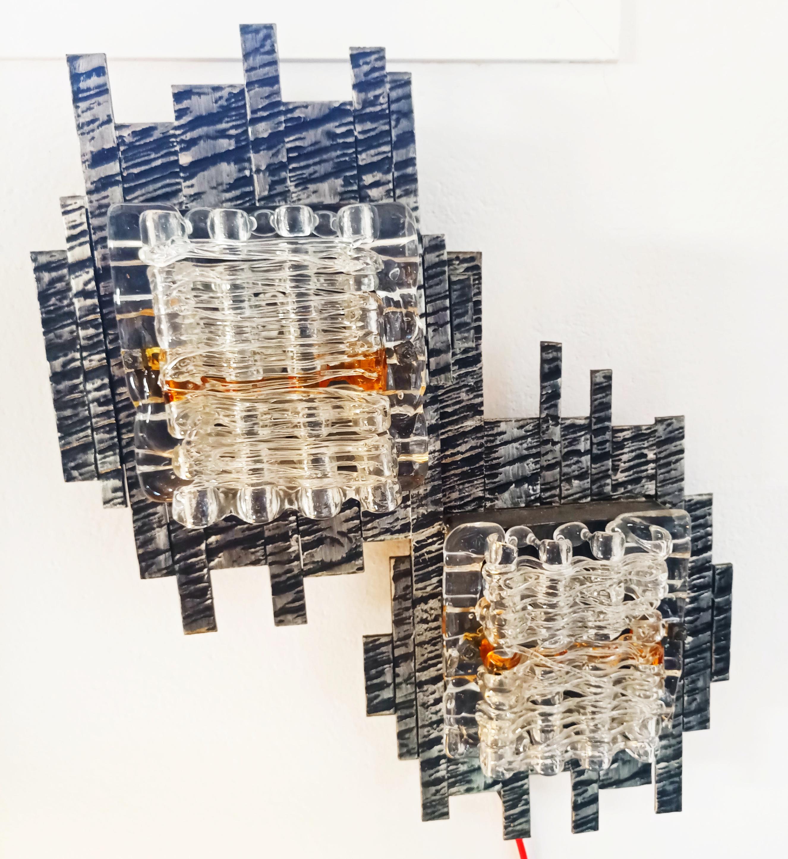 Murano Glass Large Wall Light Sconces by Gaetano Sciolari, Italy, 1970s