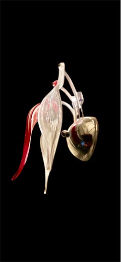 Large wall lighting Murano glass leave 4 units , Italy 2000