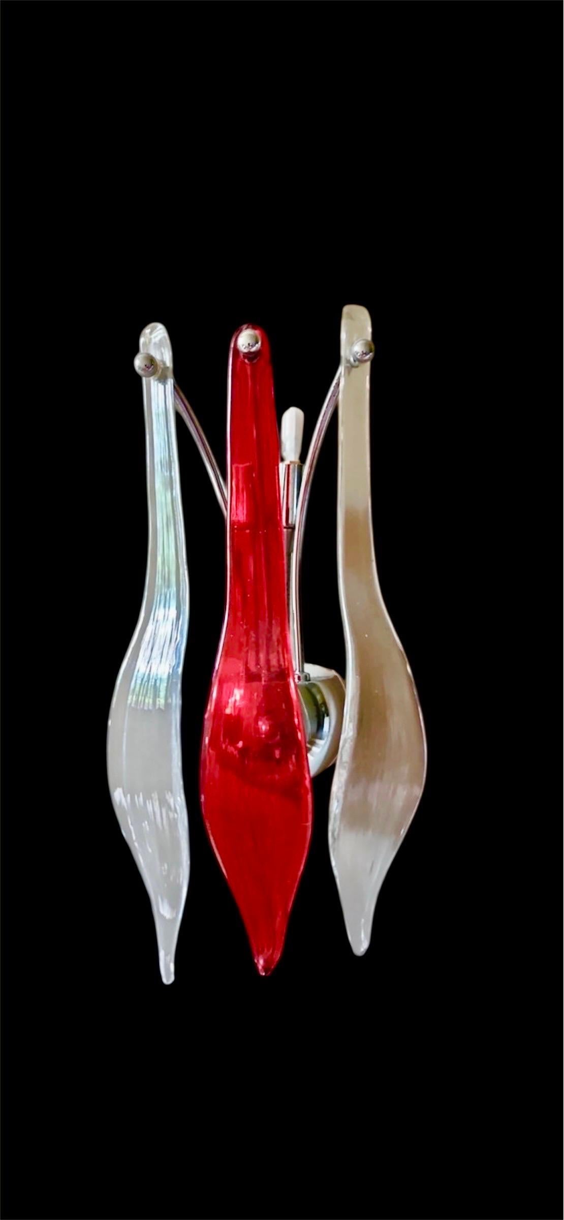 Large wall lighting Murano glass leave pair , Italy 2000 In condizioni buone in vendita a La xara, VC
