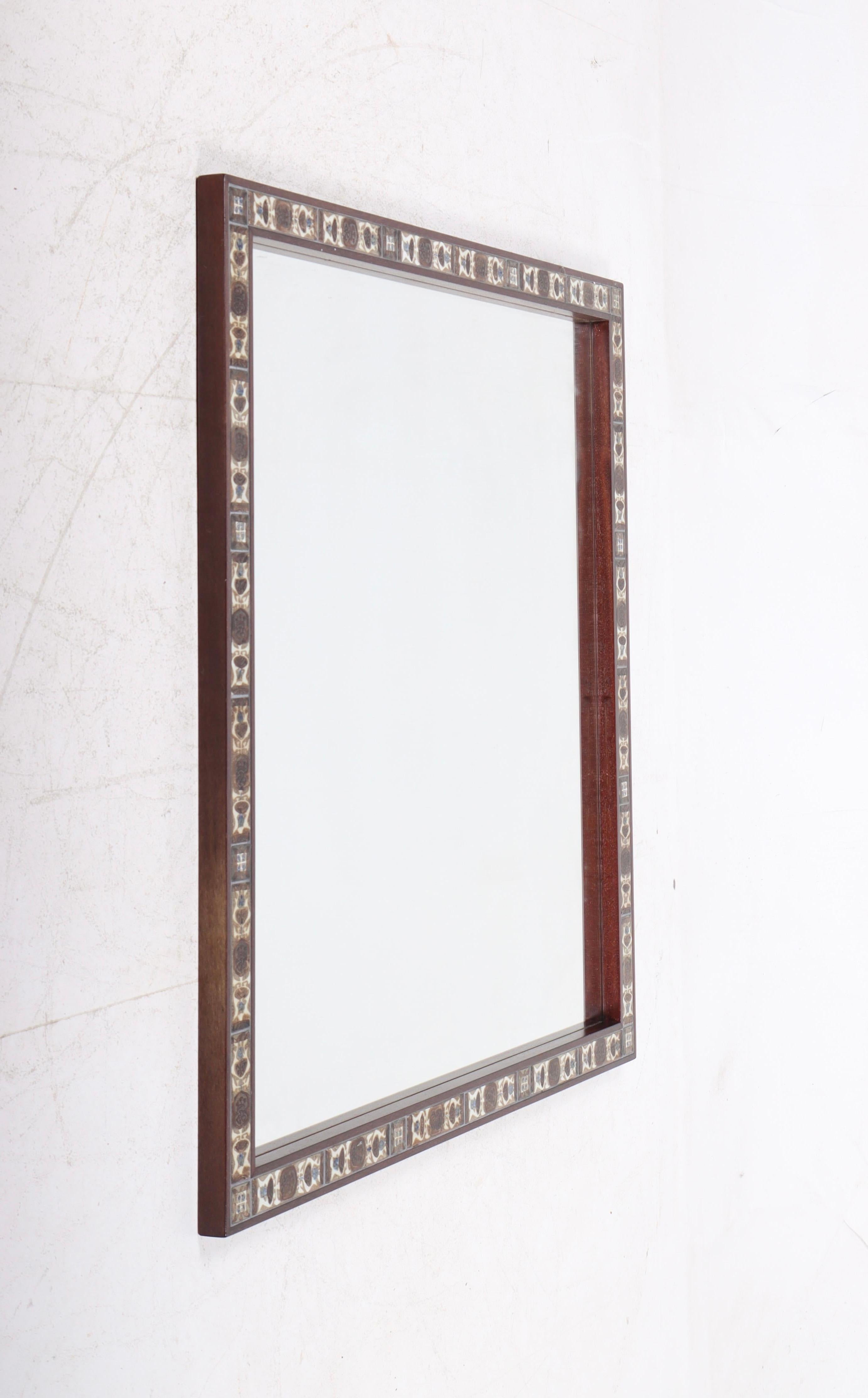 Large Wall Mirror by Royal Copenhagen, 1960s In Good Condition In Lejre, DK
