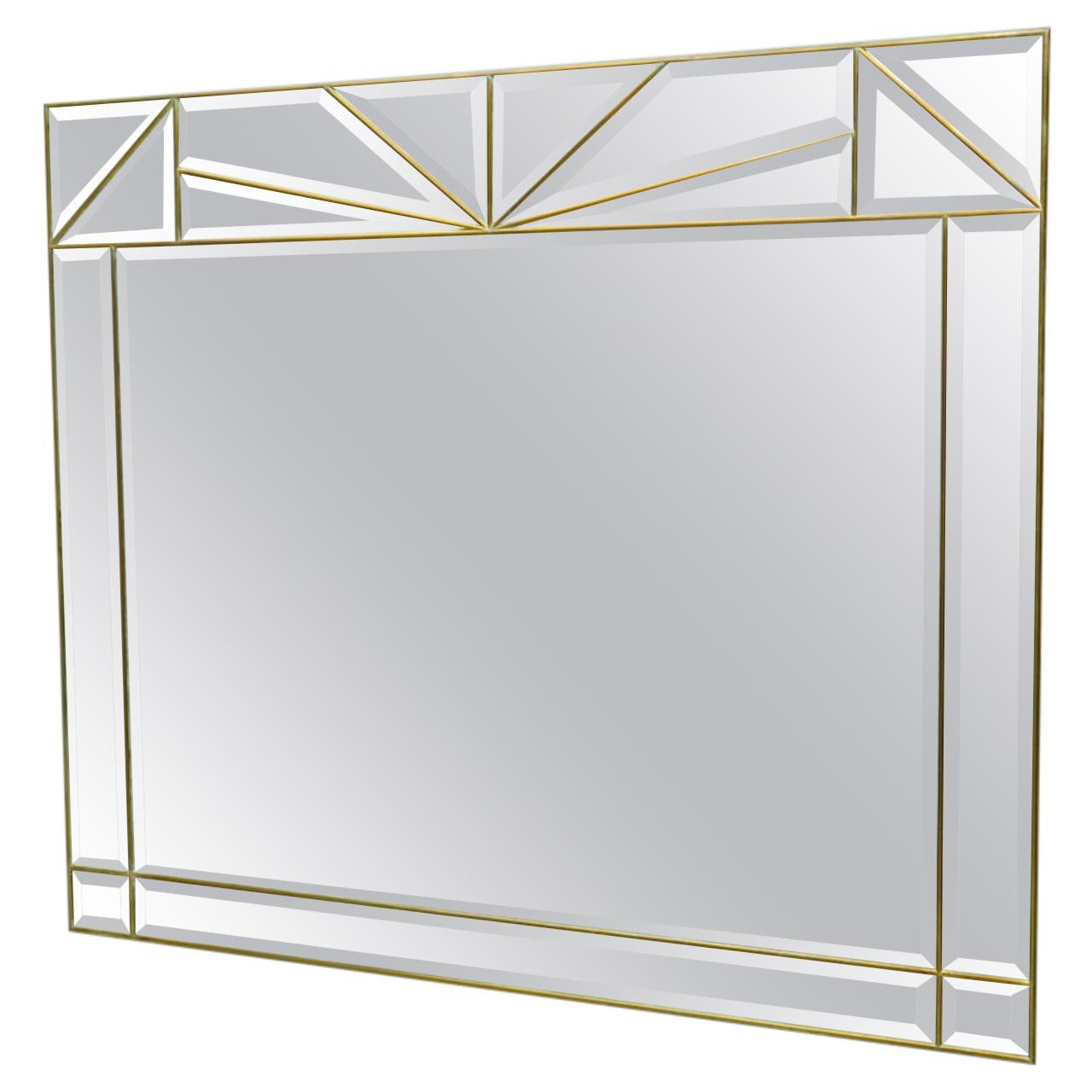 Large Wall Mirror in Brass and Glass, France 1970s For Sale