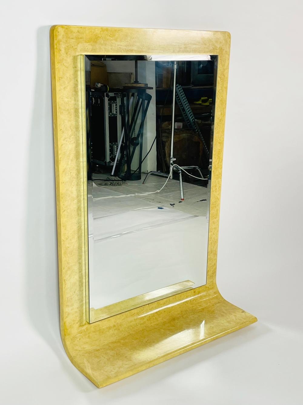 Mid-Century Modern Large Wall Mirror in the Style of Karl Springer For Sale