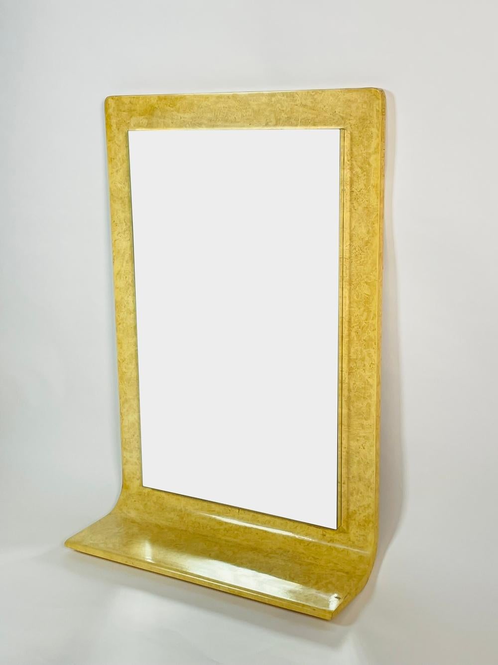 Lacquered Large Wall Mirror in the Style of Karl Springer For Sale