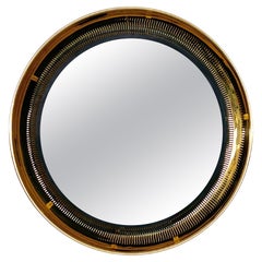 Large Wall Mirror with Illuminated Brass Frame by Vereinigte Werkstätten