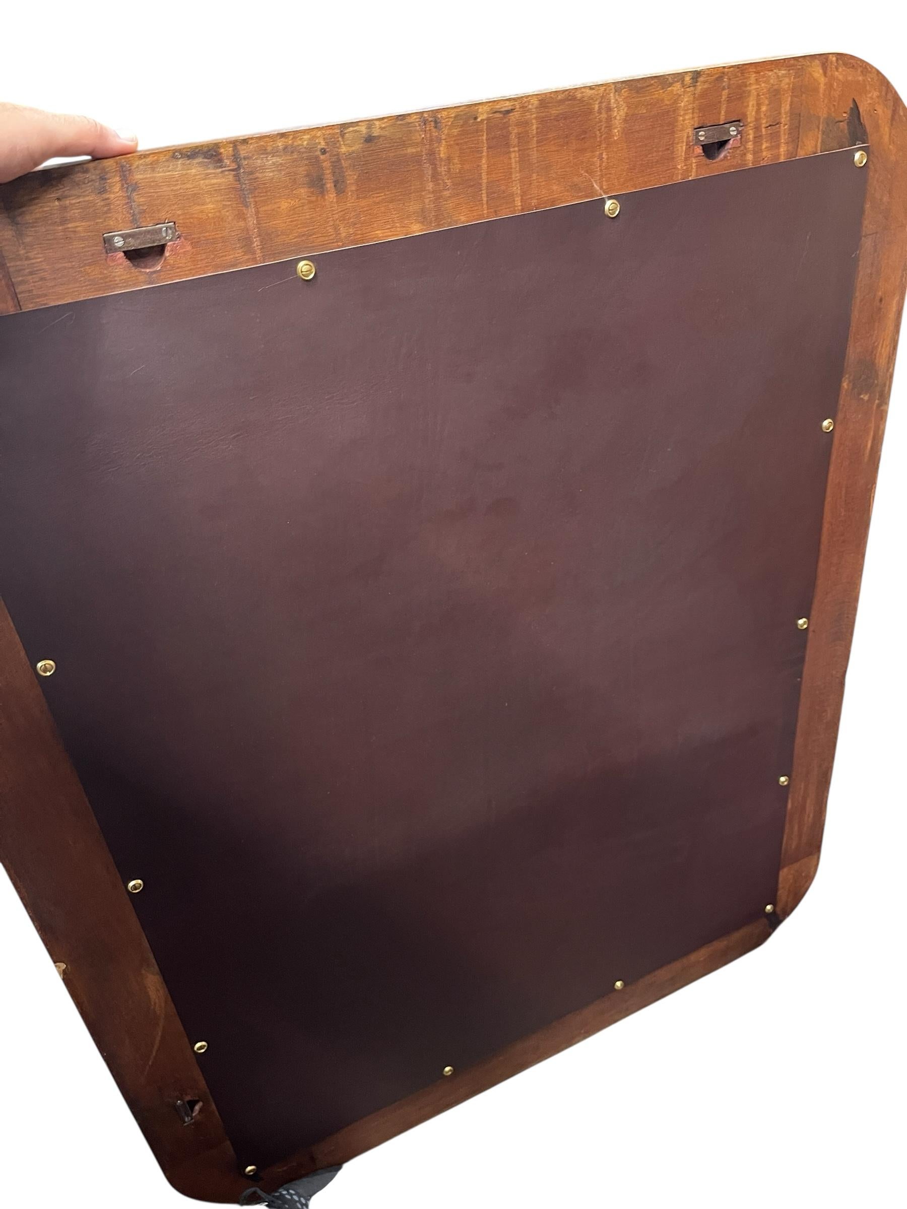 Large wall mirror with stitched leather by Jacques Adnet en vente 8