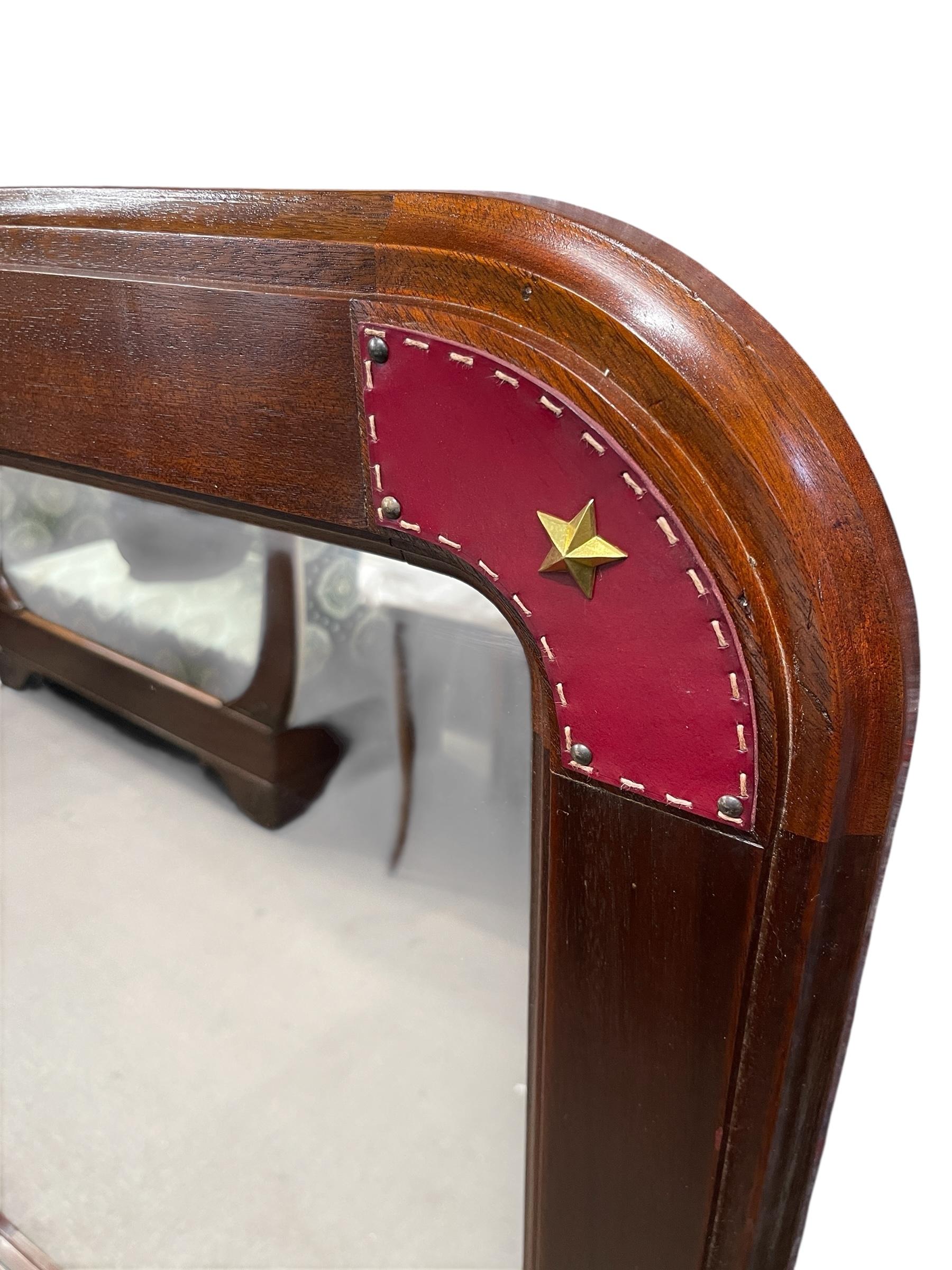 Large wall mirror with stitched leather by Jacques Adnet Bon état - En vente à Bois-Colombes, FR
