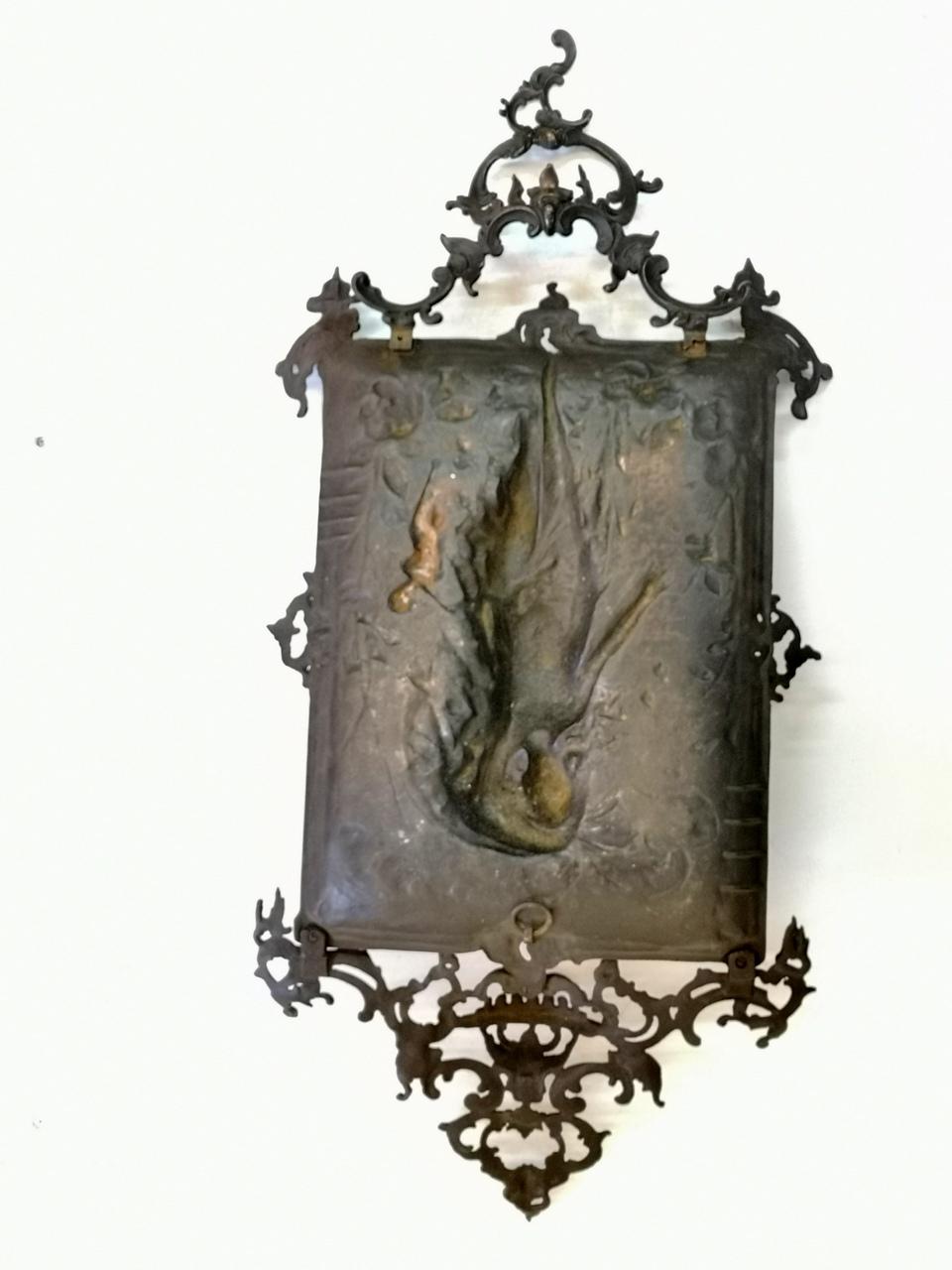 Large Wall Mounted Cast Iron Baroque Decoration, 1890s 15