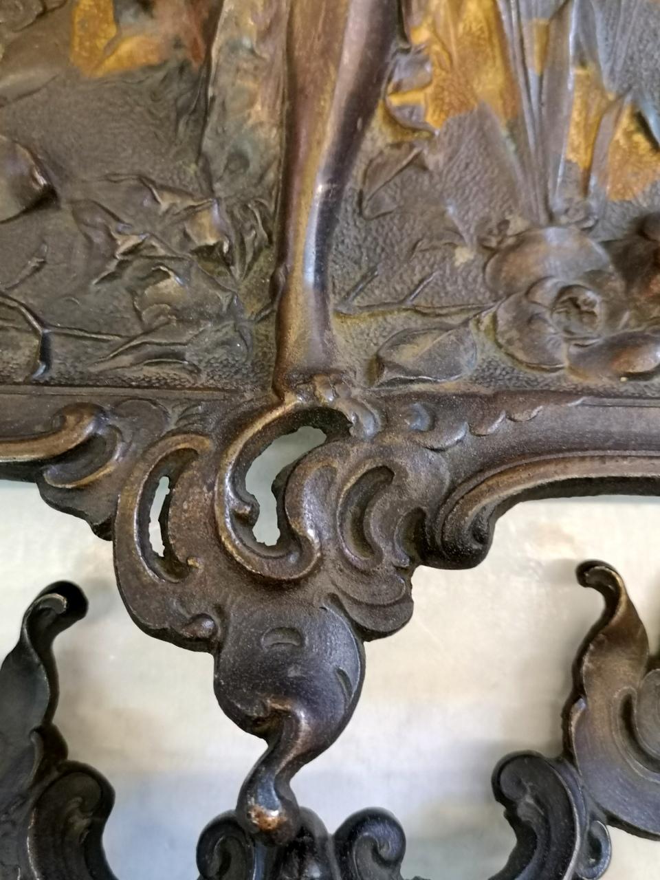 Large Wall Mounted Cast Iron Baroque Decoration, 1890s 1