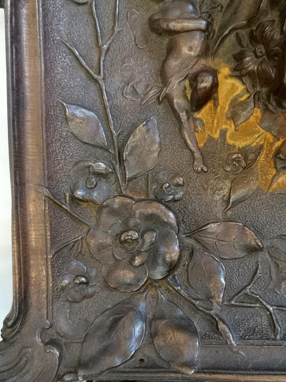 Large Wall Mounted Cast Iron Baroque Decoration, 1890s 3