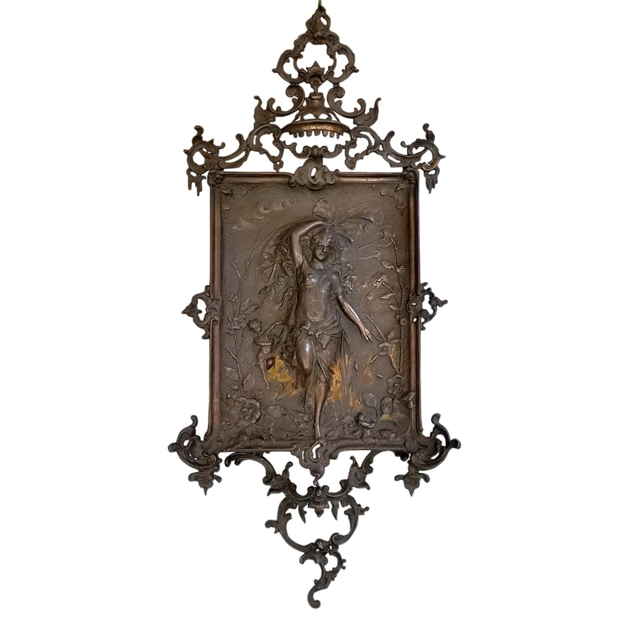 Large Wall Mounted Cast Iron Baroque Decoration, 1890s