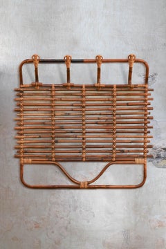 Large Wall-Mounted Coat Rack In Wicker, 1960s