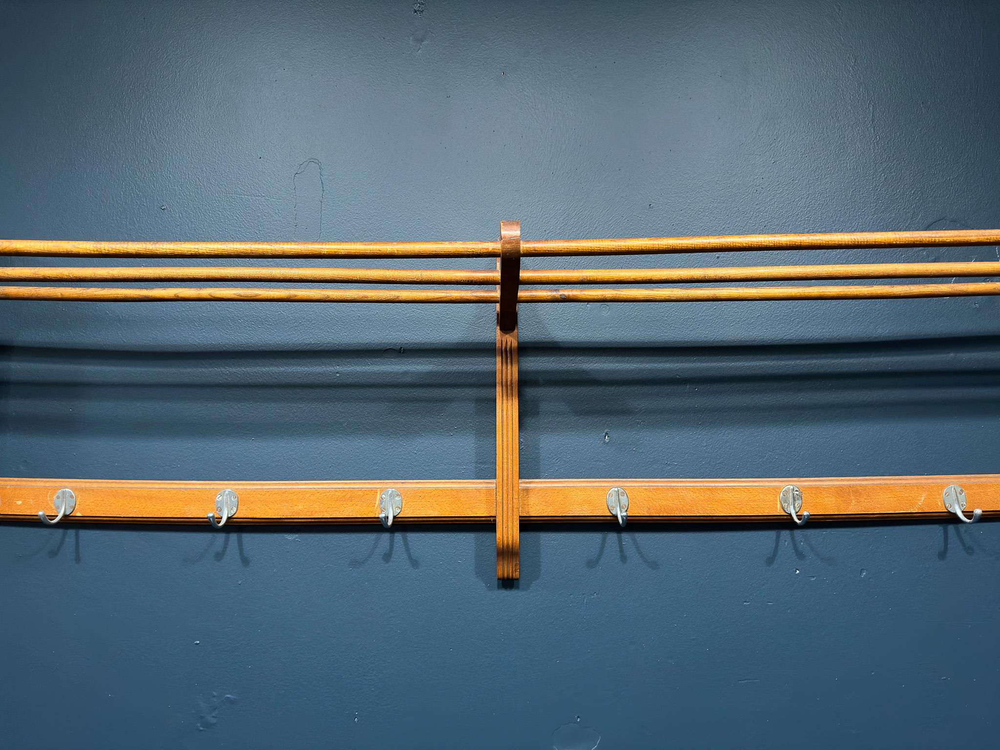 Mid-20th Century Large Wall Mounted Coatrack