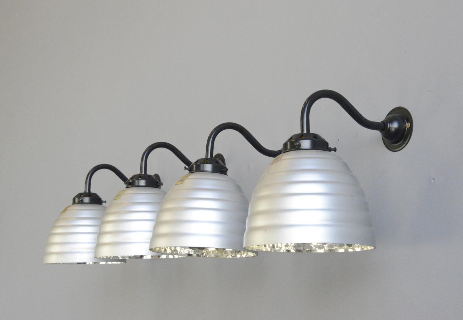 Bauhaus Large Wall Mounted Mercury Glass Lights by Gepe, circa 1930s