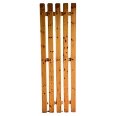 Large wall-mounted pine coat rack, France 1980s