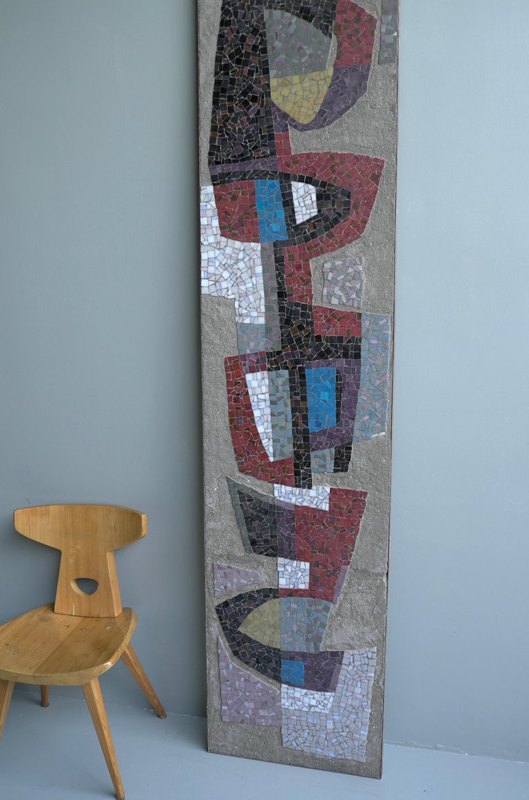 Large Wall-Mounted Sculpture Colored Stone in Concrete Mid-Century Modern, 1952 For Sale 8