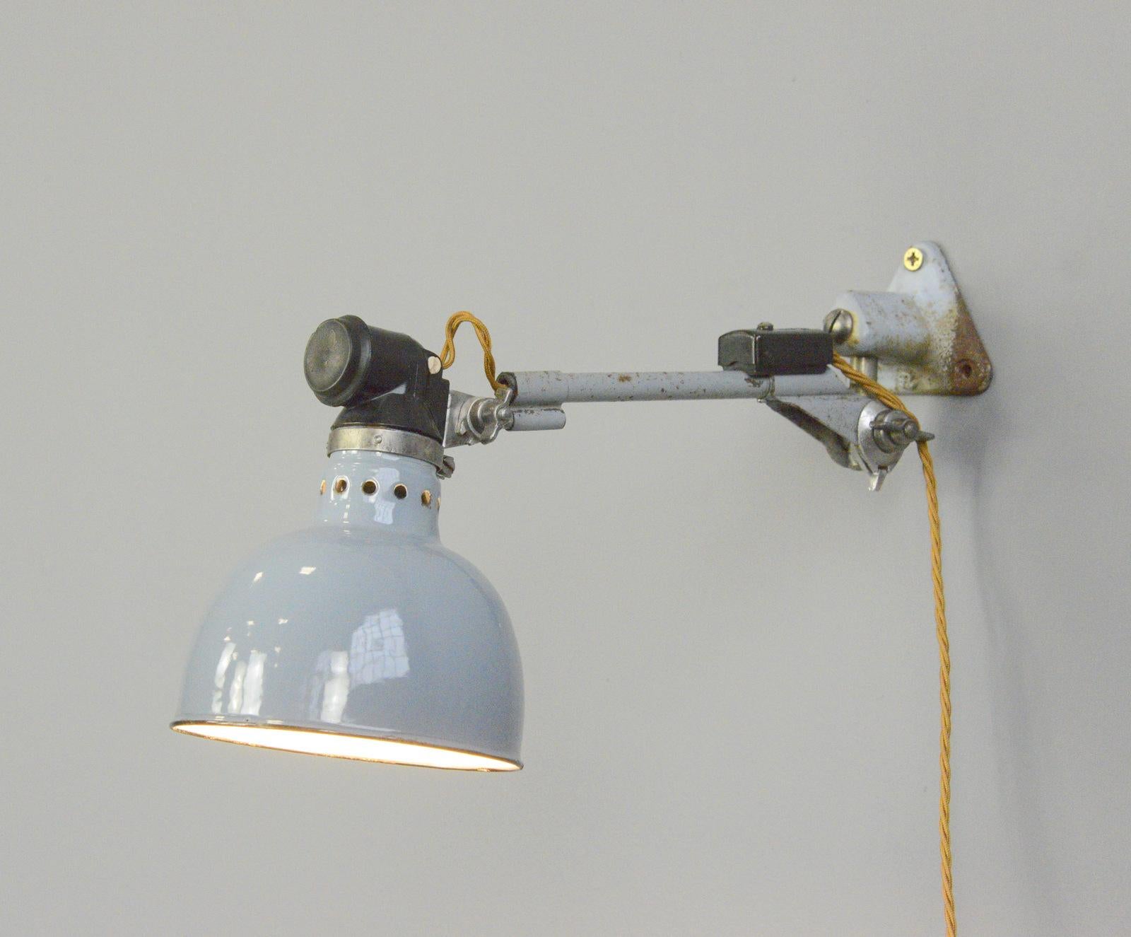 Steel Large Wall Mounted Task Lamp by Rademacher circa 1930s