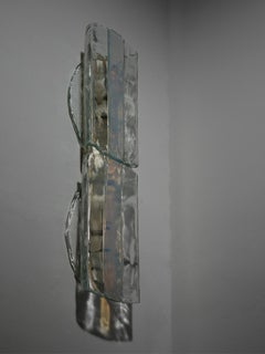 Large Wall - Ceiling Murano Glass and Metal Lamp by AV Mazzega, Italy, 1970s