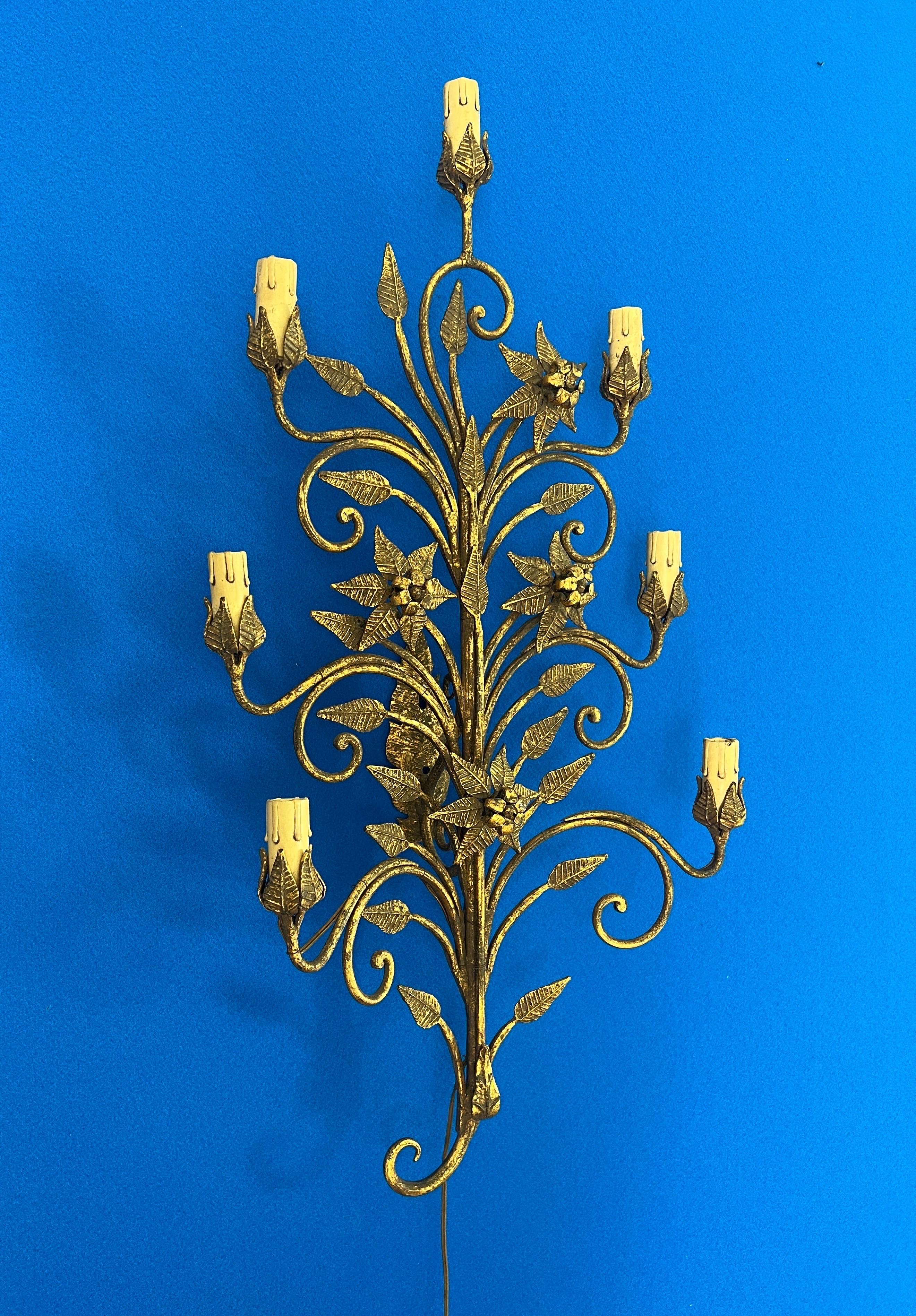 Iron Large wall sconce attributed to Pier Luigi Colli Italy 1950 For Sale