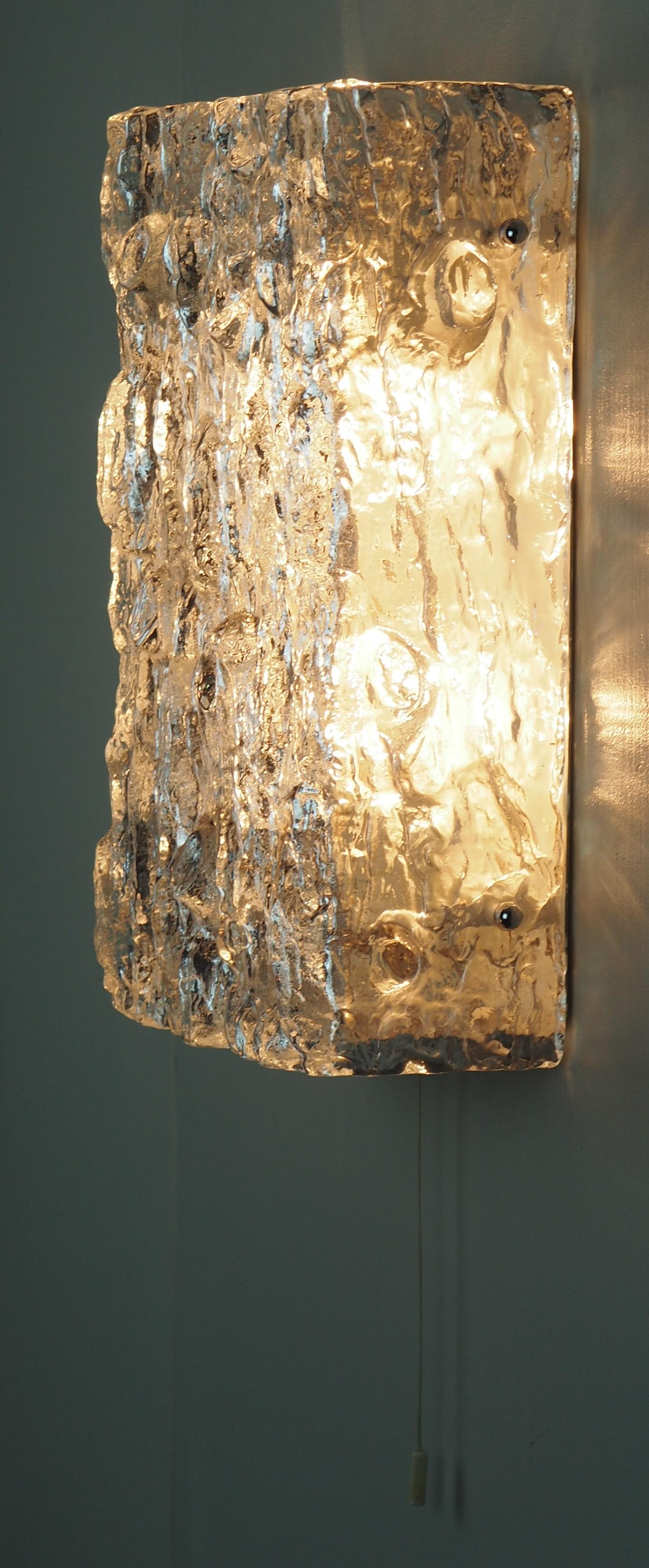 Metal Large Wall Sconce by Kaiser Leuchten, Chrome and Glass, circa 1960s