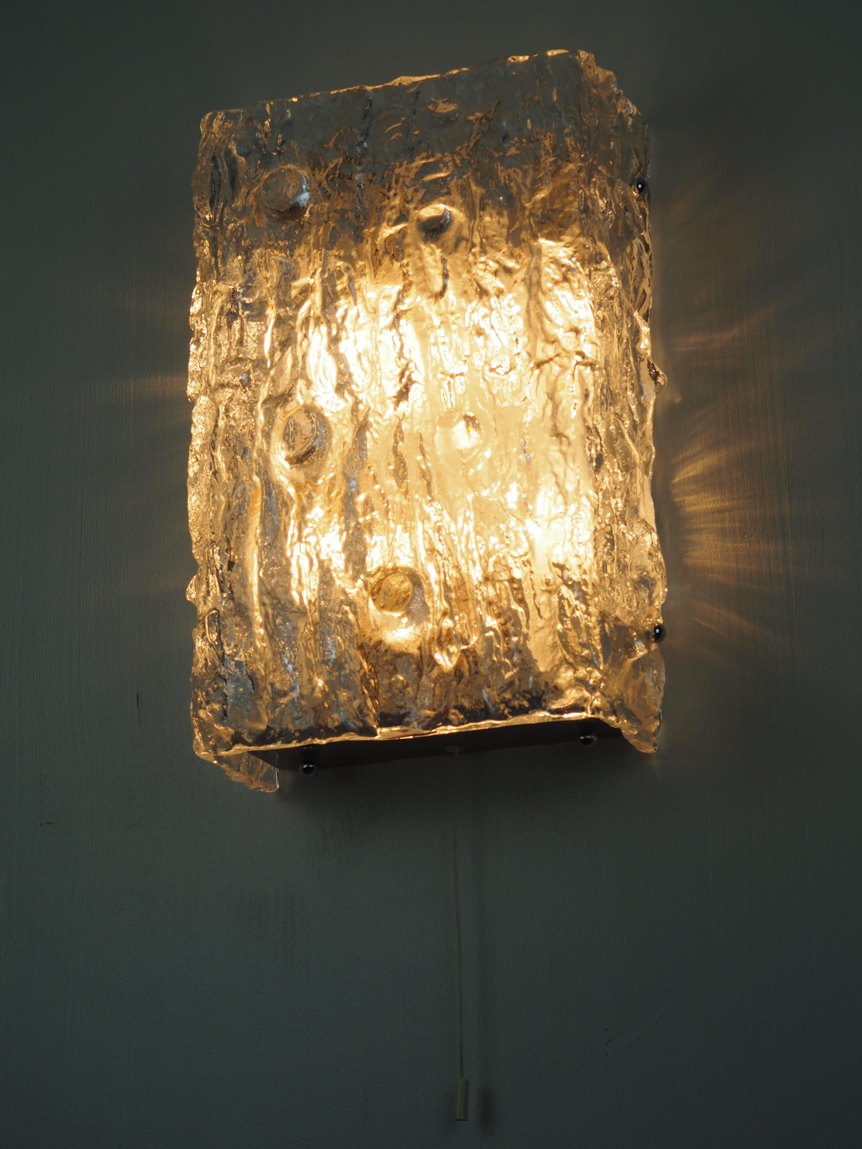 Large Wall Sconce by Kaiser Leuchten, Chrome and Glass, circa 1960s 2