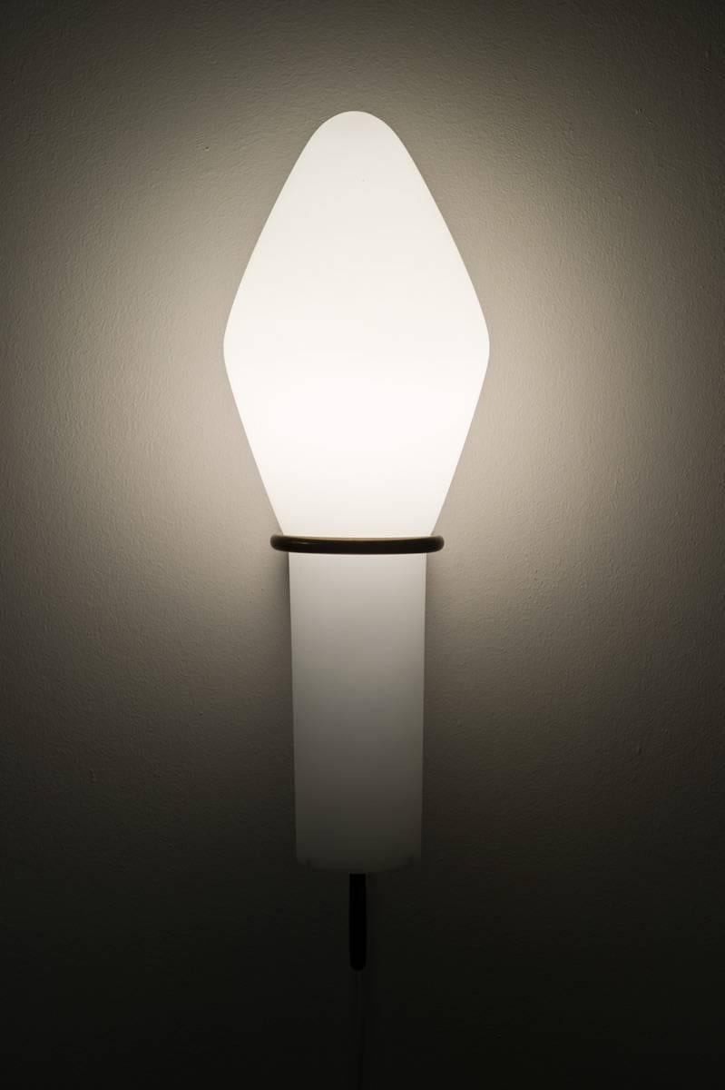 20th Century Large Wall Sconce in Brass and Opaline Glass by Hans-Agne Jakobsson