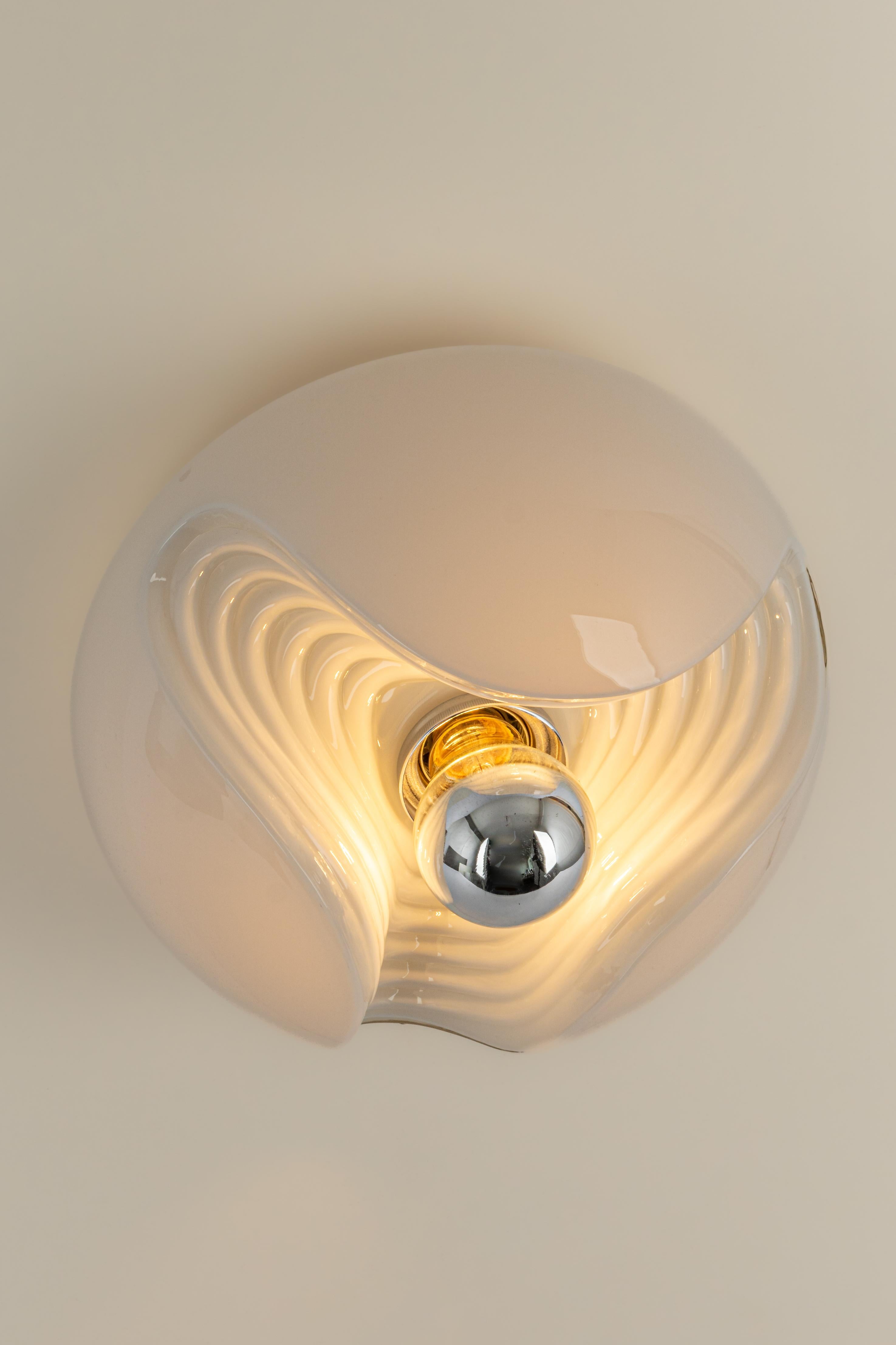 Smoked Glass Large Wall Sconce Koch & Lowy by Peill & Putzler, Germany, 1970s For Sale
