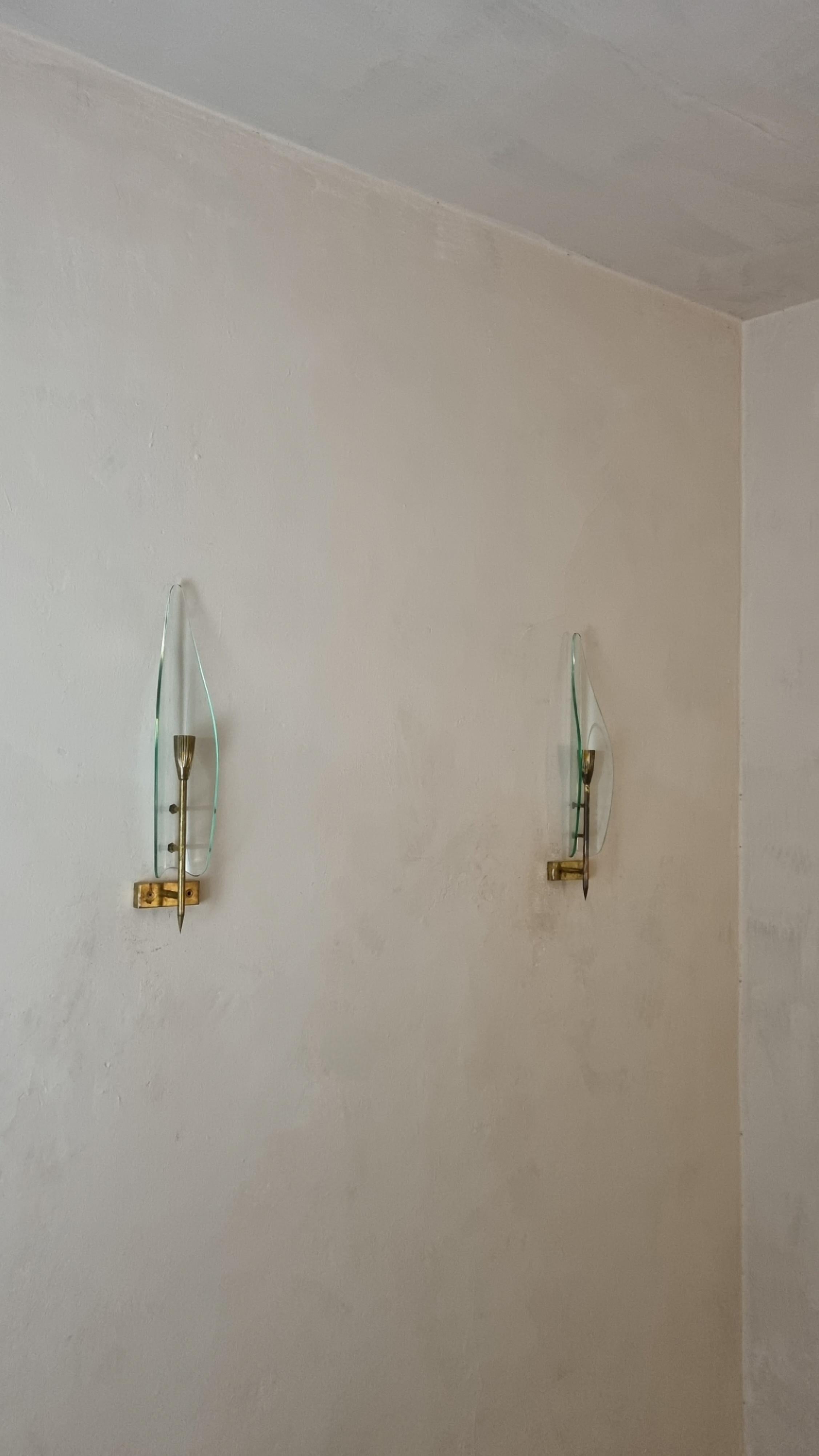 Mid-Century moderno Large wall sconces designed and produced by Cristal Art, 1950 in vendita