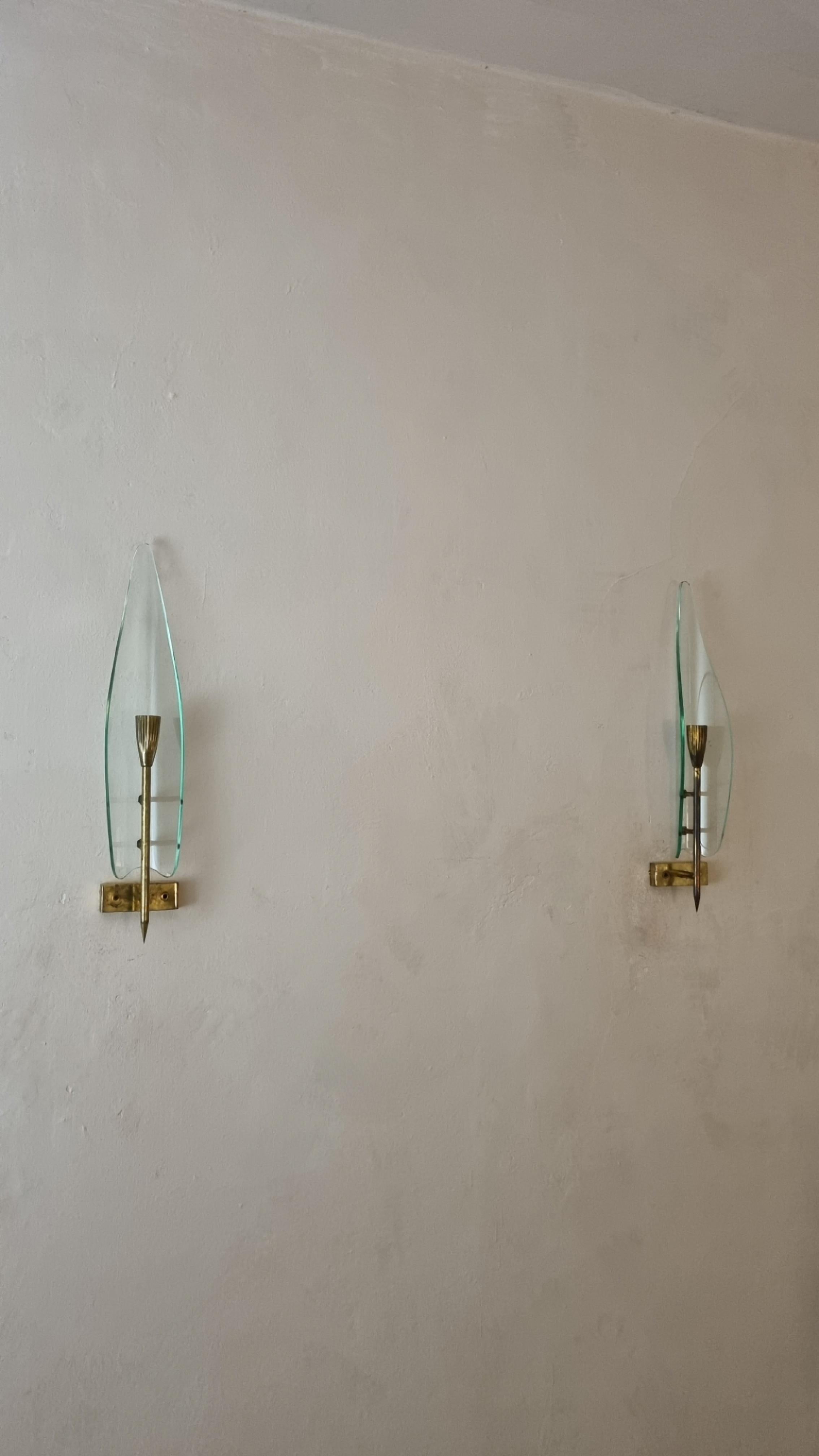 Large wall sconces designed and produced by Cristal Art, 1950 In condizioni buone in vendita a Arezzo, Italy