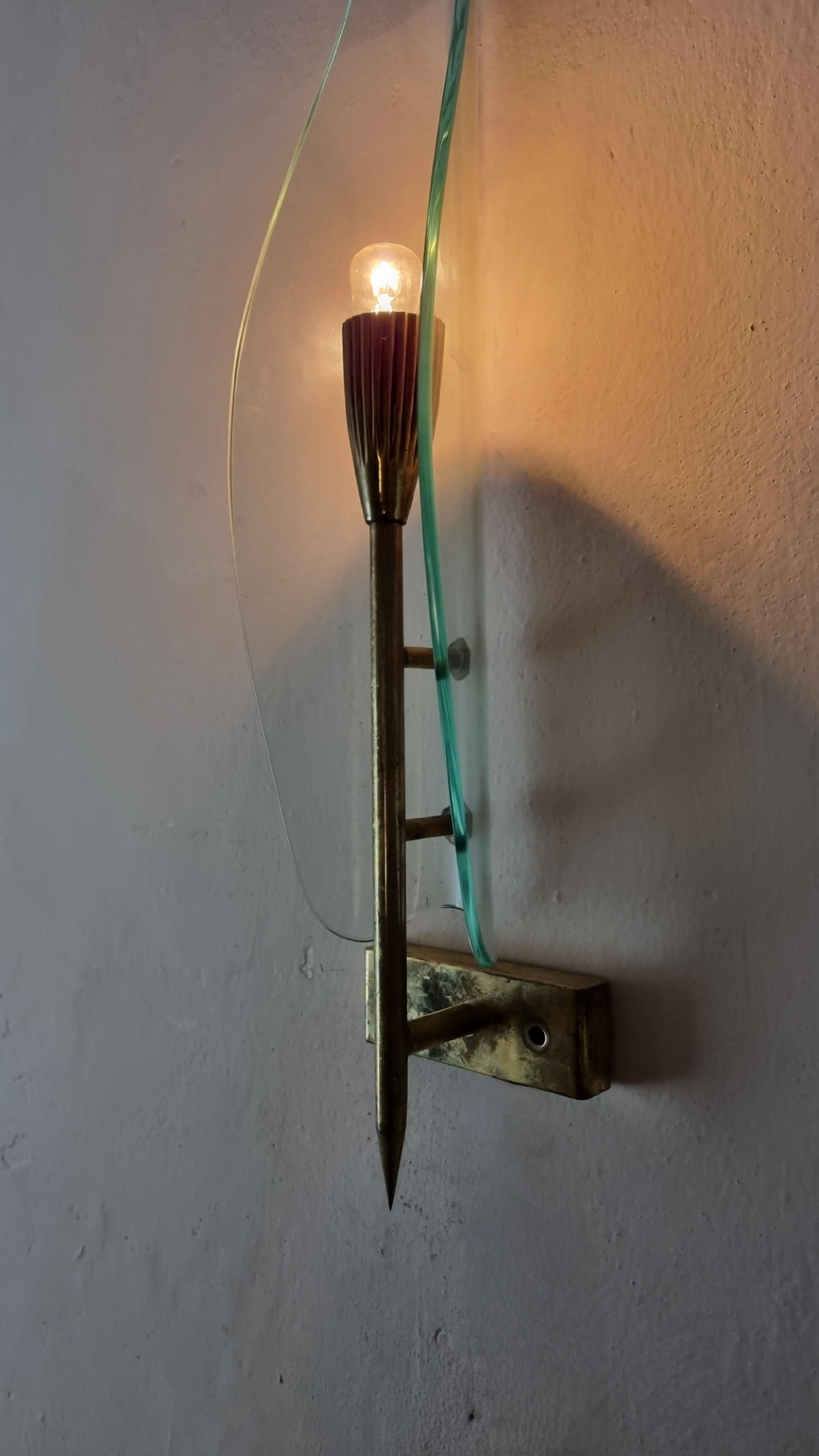 Ottone Large wall sconces designed and produced by Cristal Art, 1950 in vendita