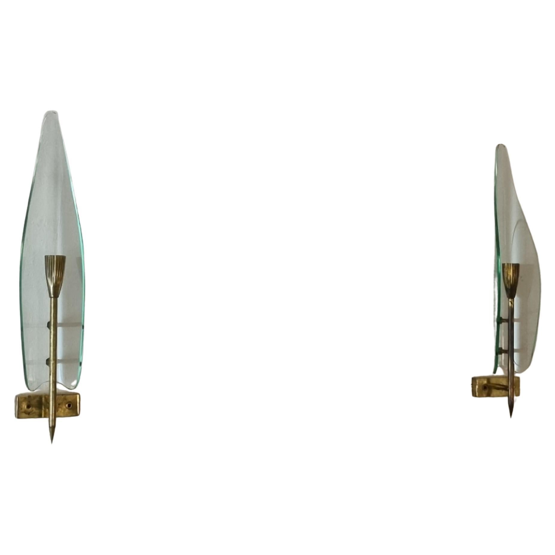 Large wall sconces designed and produced by Cristal Art, 1950s