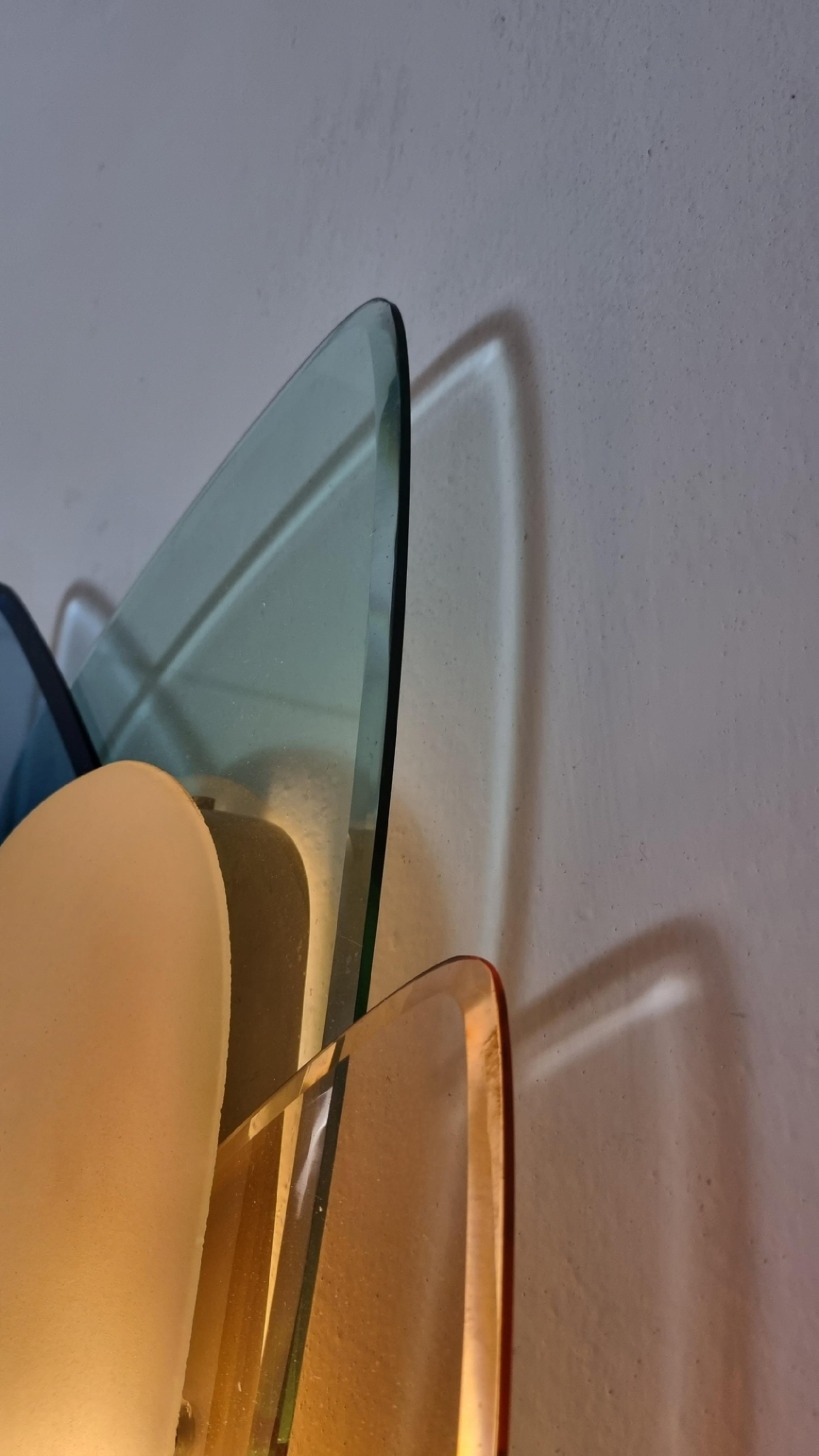 Large wall sconces designed by Max Ingrand for Fontana Arte 1955 in vendita 3