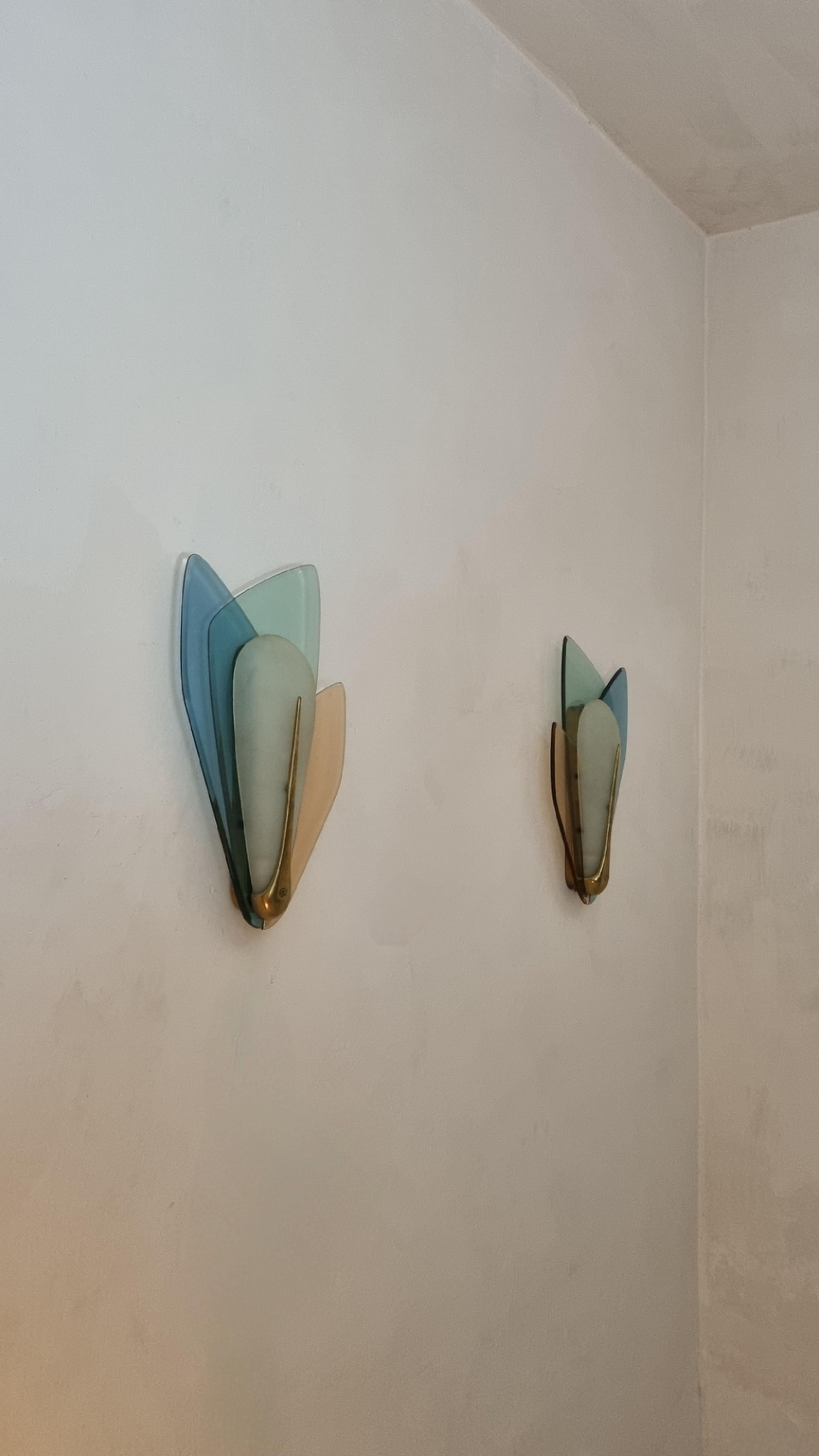 Mid-Century moderno Large wall sconces designed by Max Ingrand for Fontana Arte 1955 in vendita