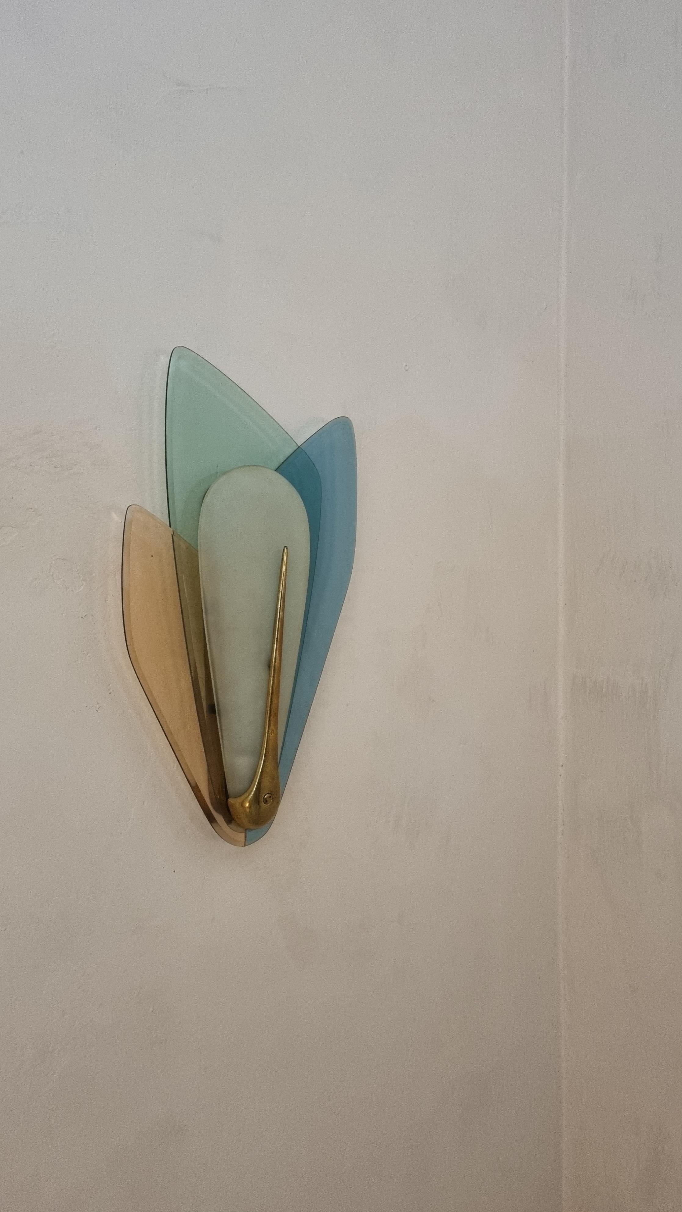 Large wall sconces designed by Max Ingrand for Fontana Arte 1955 In condizioni buone in vendita a Arezzo, Italy