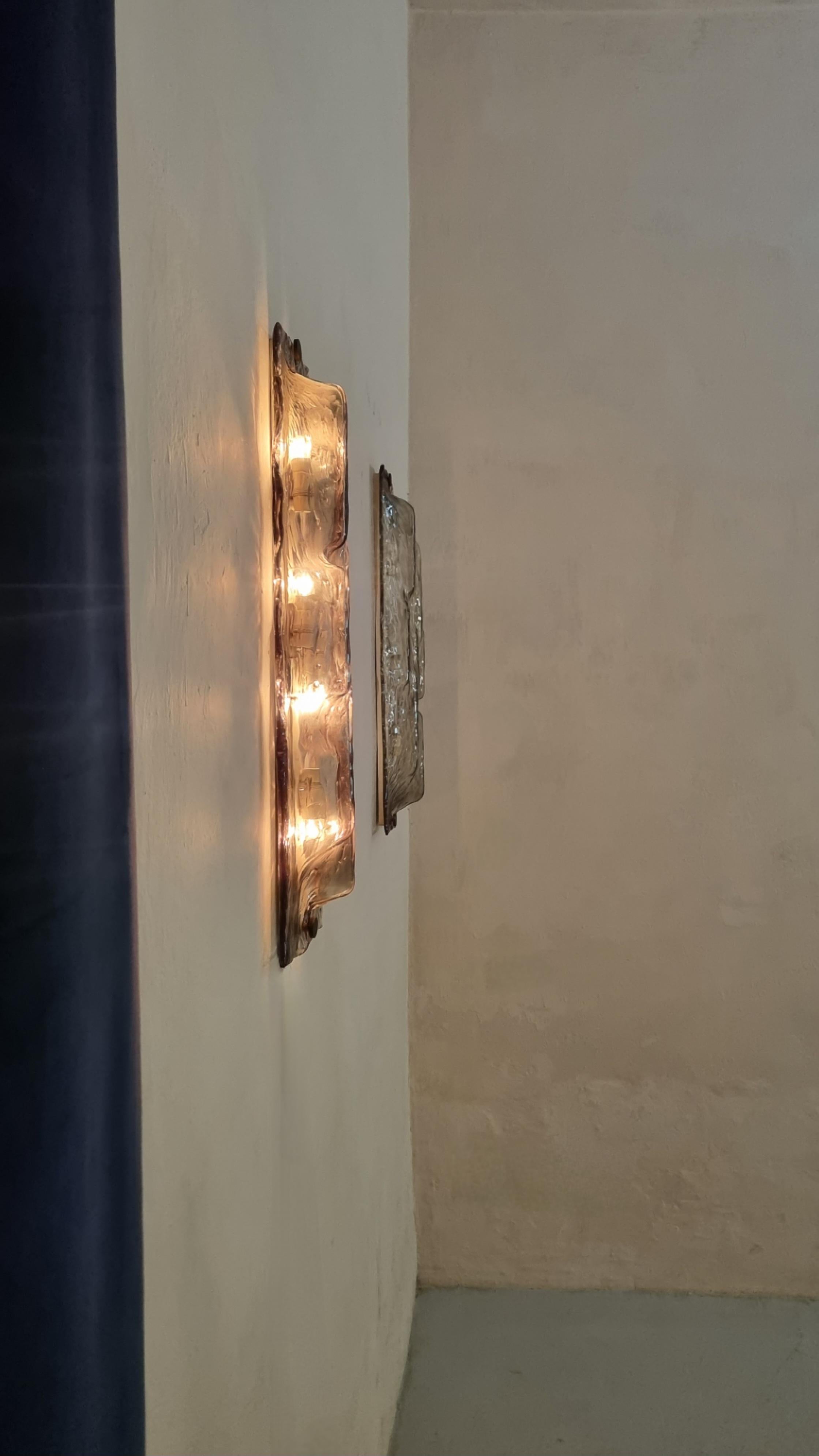Large wall sconces designed by Toni Zuccheri for Venini 1960 For Sale 3