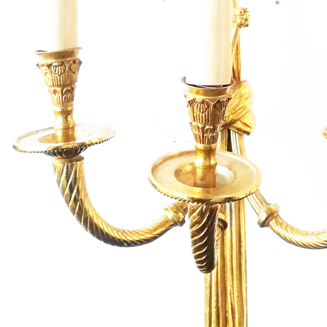 Brass Large Wall Sconces French Louis XVI Style Bronze With Three Arms For Sale