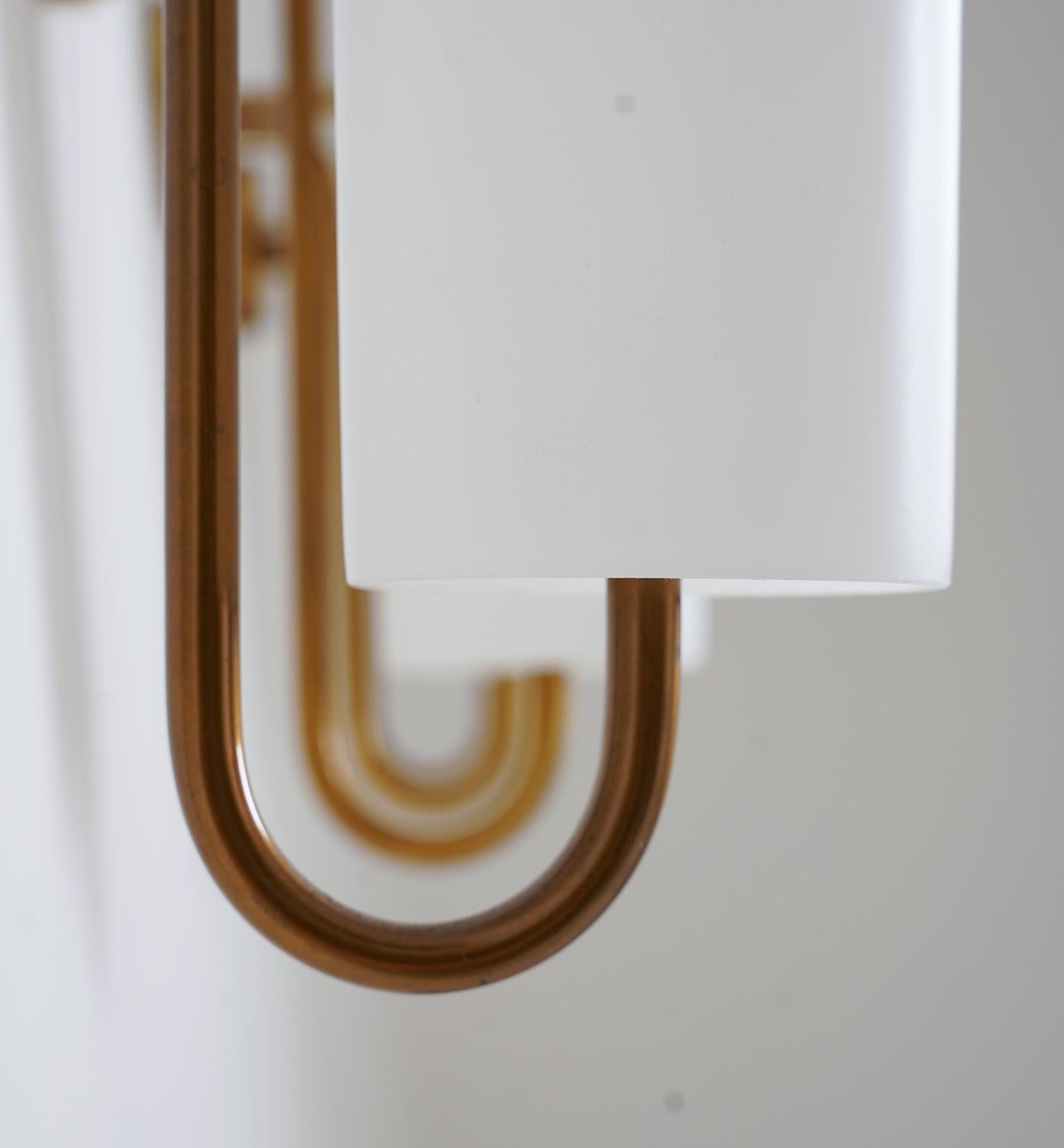20th Century Large Wall Sconces in Brass and Opaline Glass by Hans-Agne Jakobsson For Sale