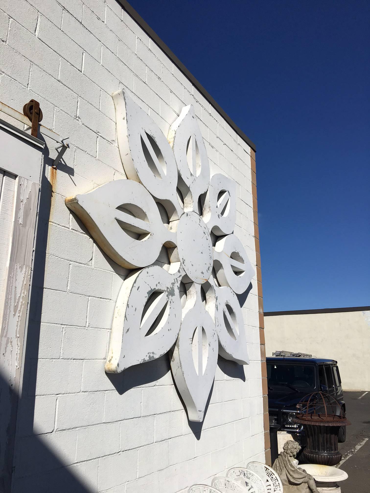Painted Large Wall Tole Flower Display For Sale