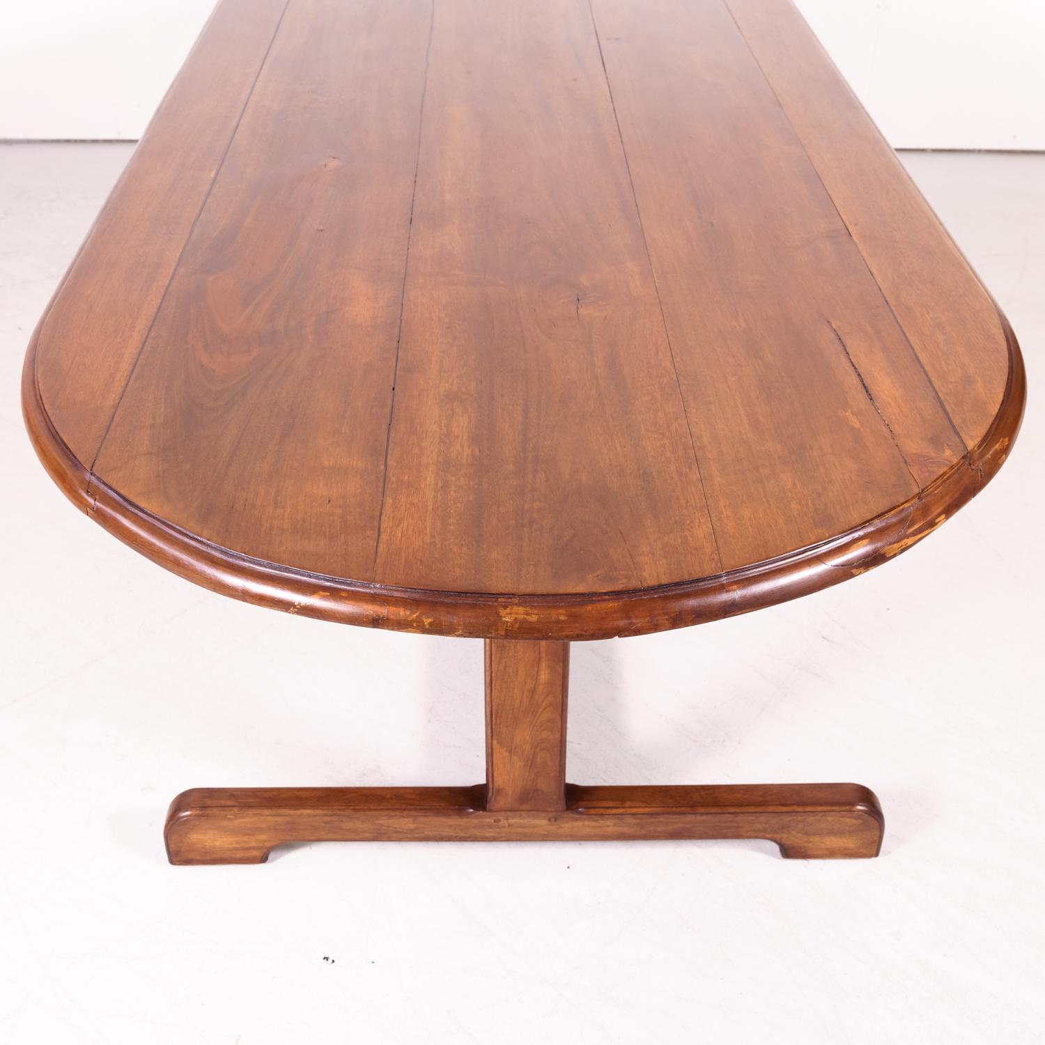 Large Walnut 19th Century French Oval Vendange Table or Wine Tasting Table 7