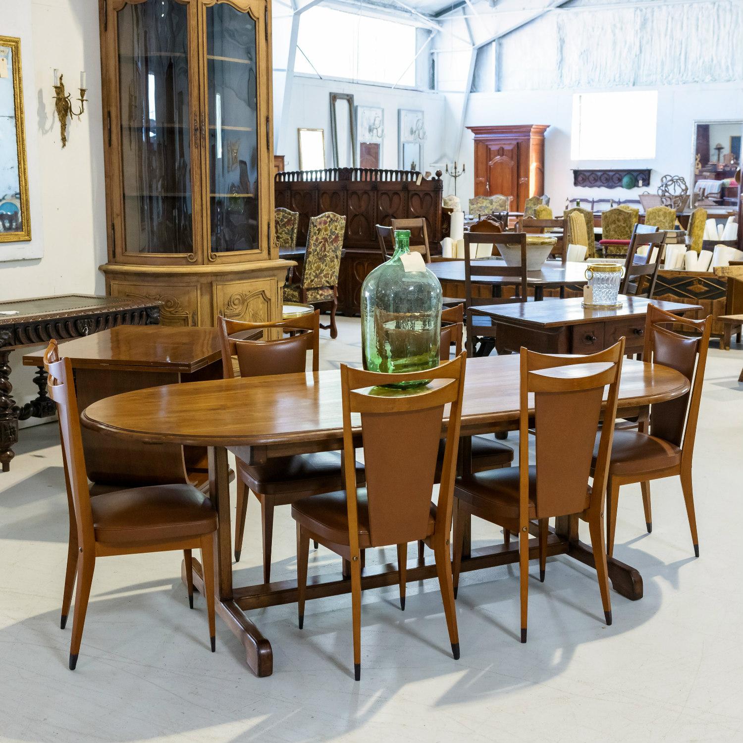 Large Walnut 19th Century French Oval Vendange Table or Wine Tasting Table 12