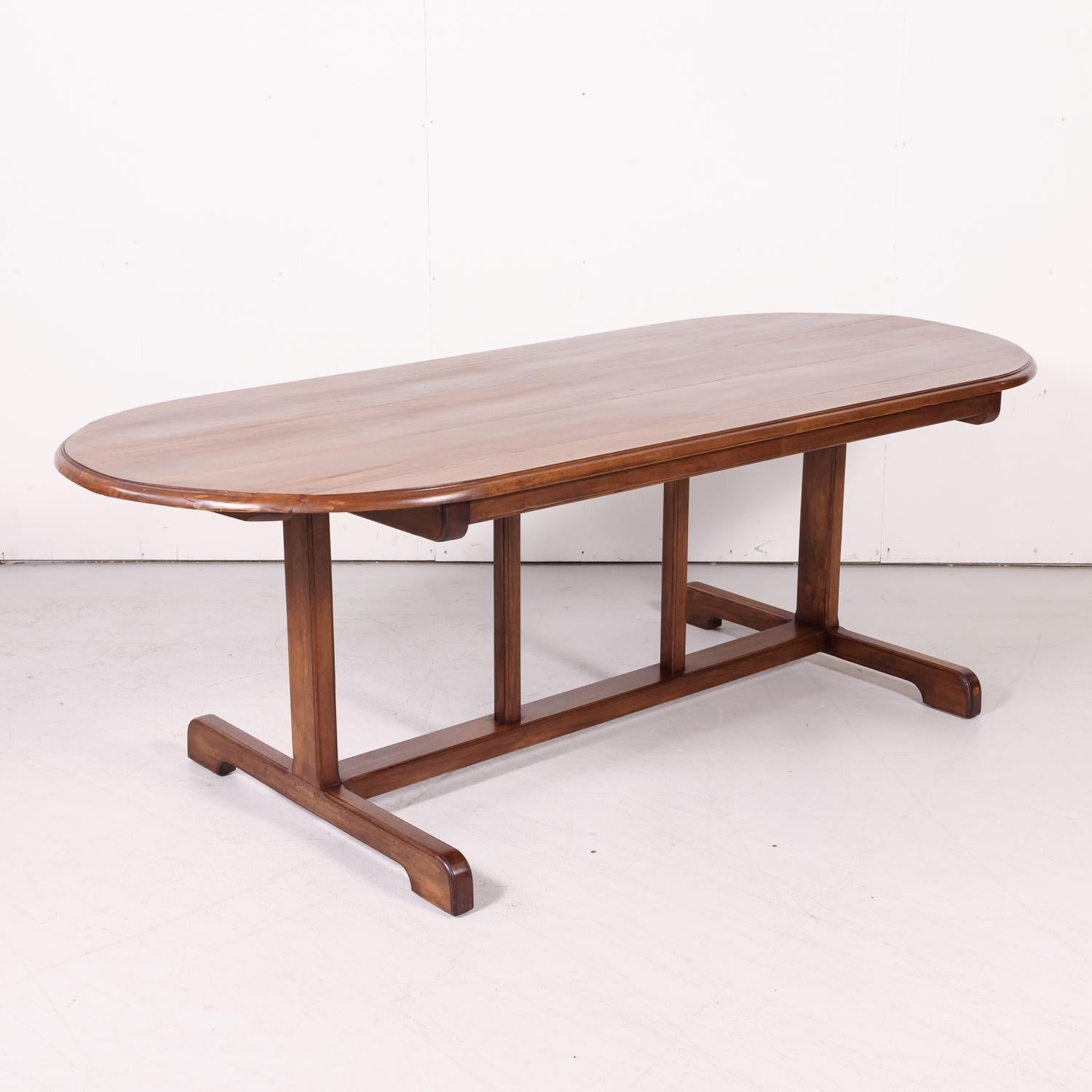 Large Walnut 19th Century French Oval Vendange Table or Wine Tasting Table 1
