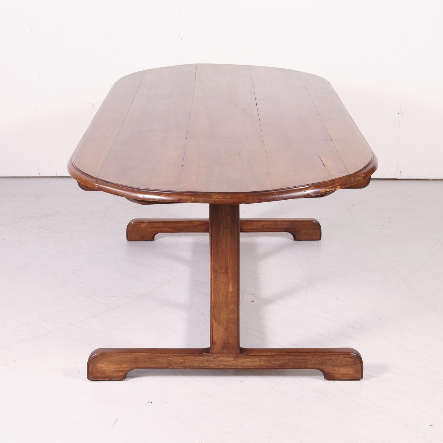 Large Walnut 19th Century French Oval Vendange Table or Wine Tasting Table 6