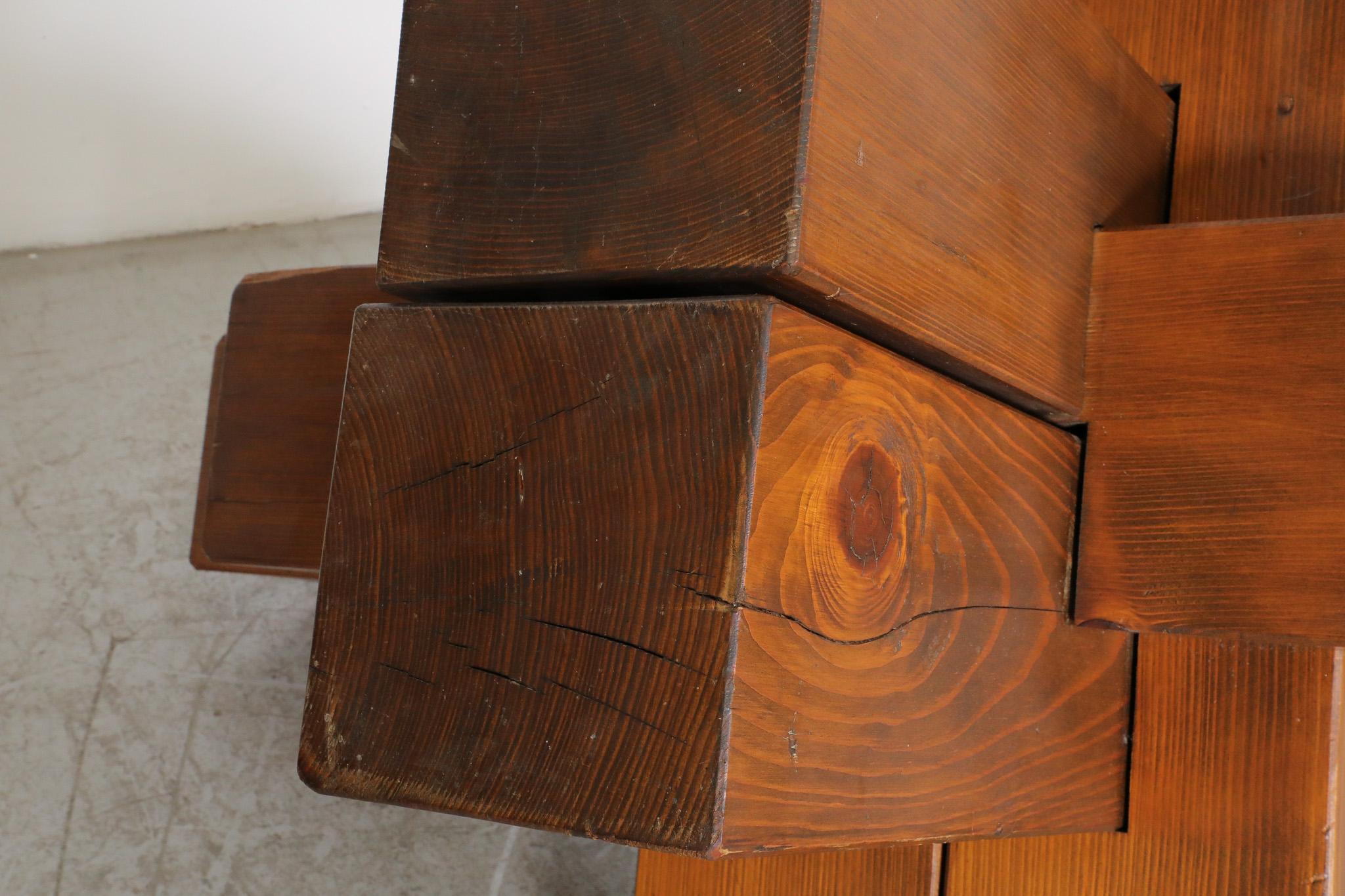 Large Walnut Abstract Cubist Sculpture, France, 1960's For Sale 13