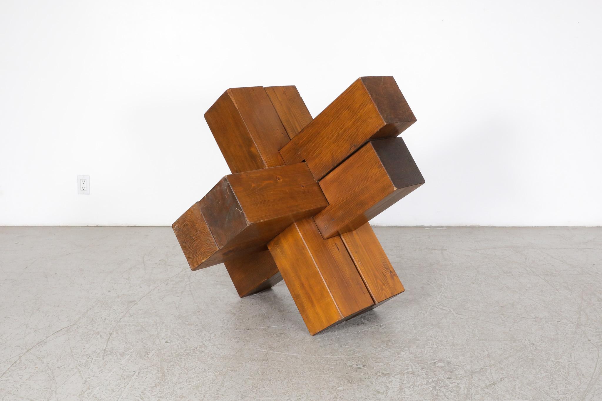 Large Walnut Abstract Cubist Sculpture, France, 1960's For Sale 14