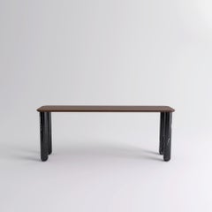 Large Walnut and Black Marble "Sunday" Dining Table, Jean-Baptiste Souletie
