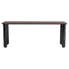 Large Walnut and Black Marble "Sunday" Dining Table, Jean-Baptiste Souletie