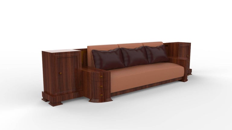 Large Walnut Art Deco Sofa
