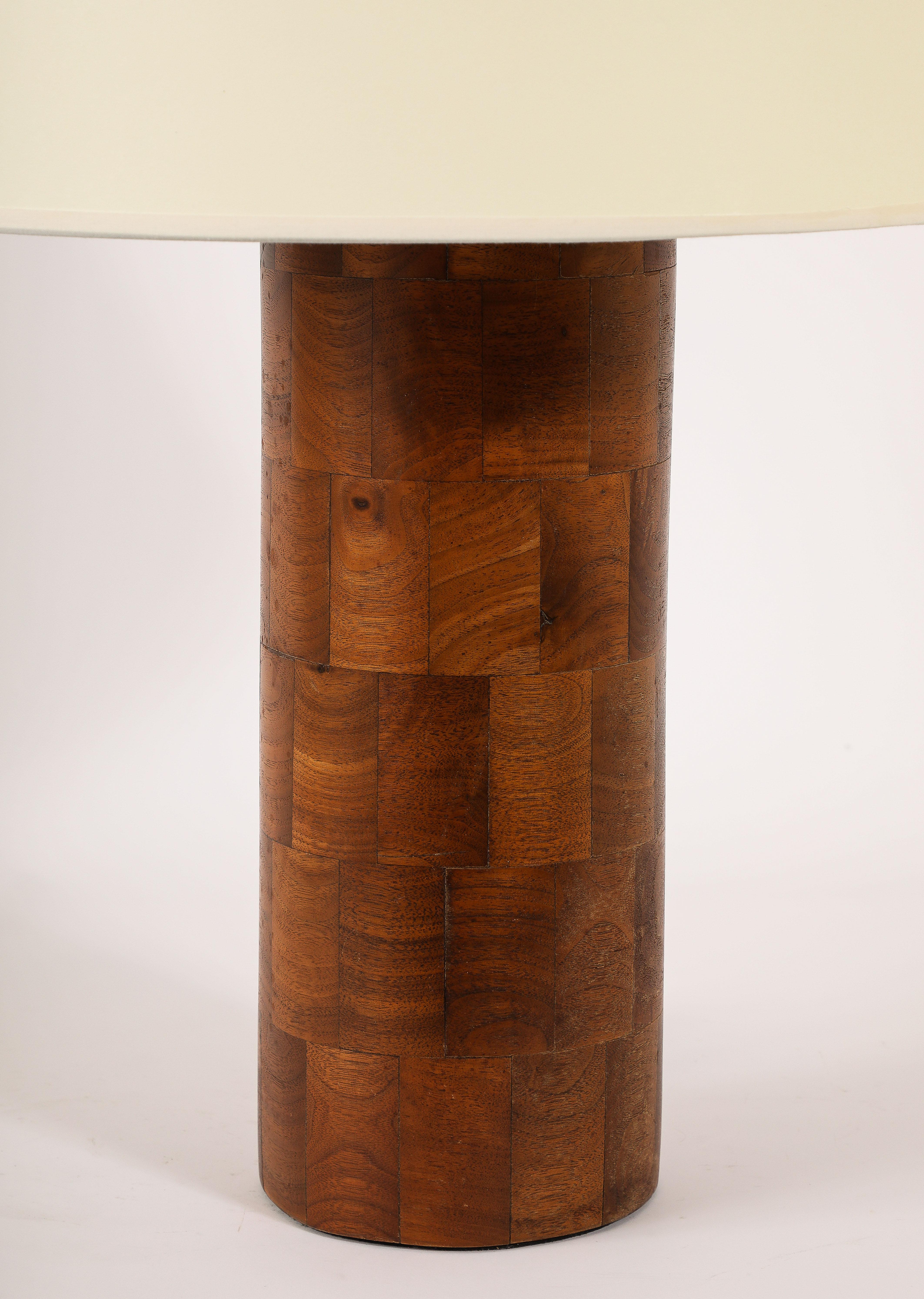 Mid-Century Modern Large Walnut “blocks” Lamp, USA 1950's For Sale