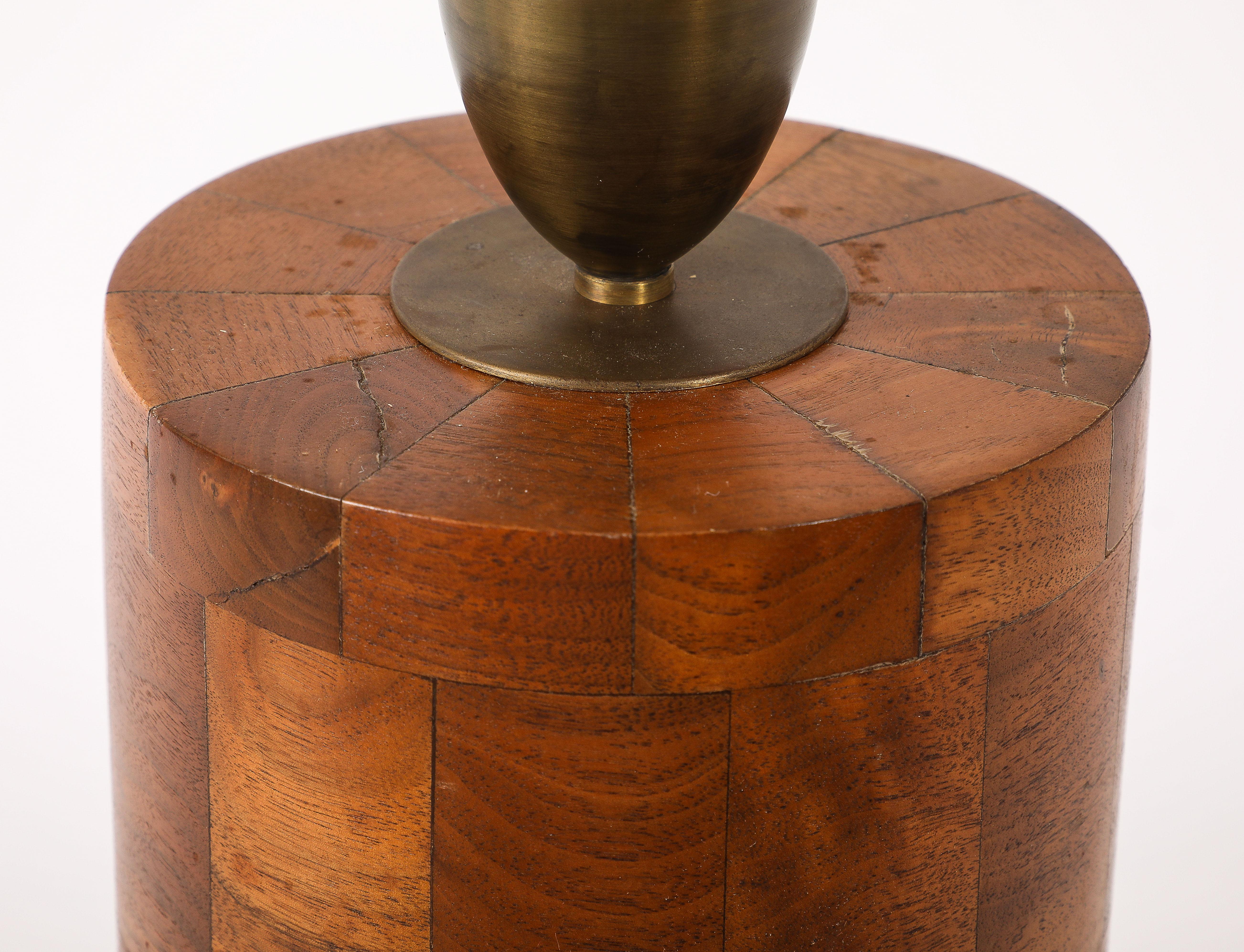 Large Walnut “blocks” Lamp, USA 1950's In Good Condition For Sale In New York, NY