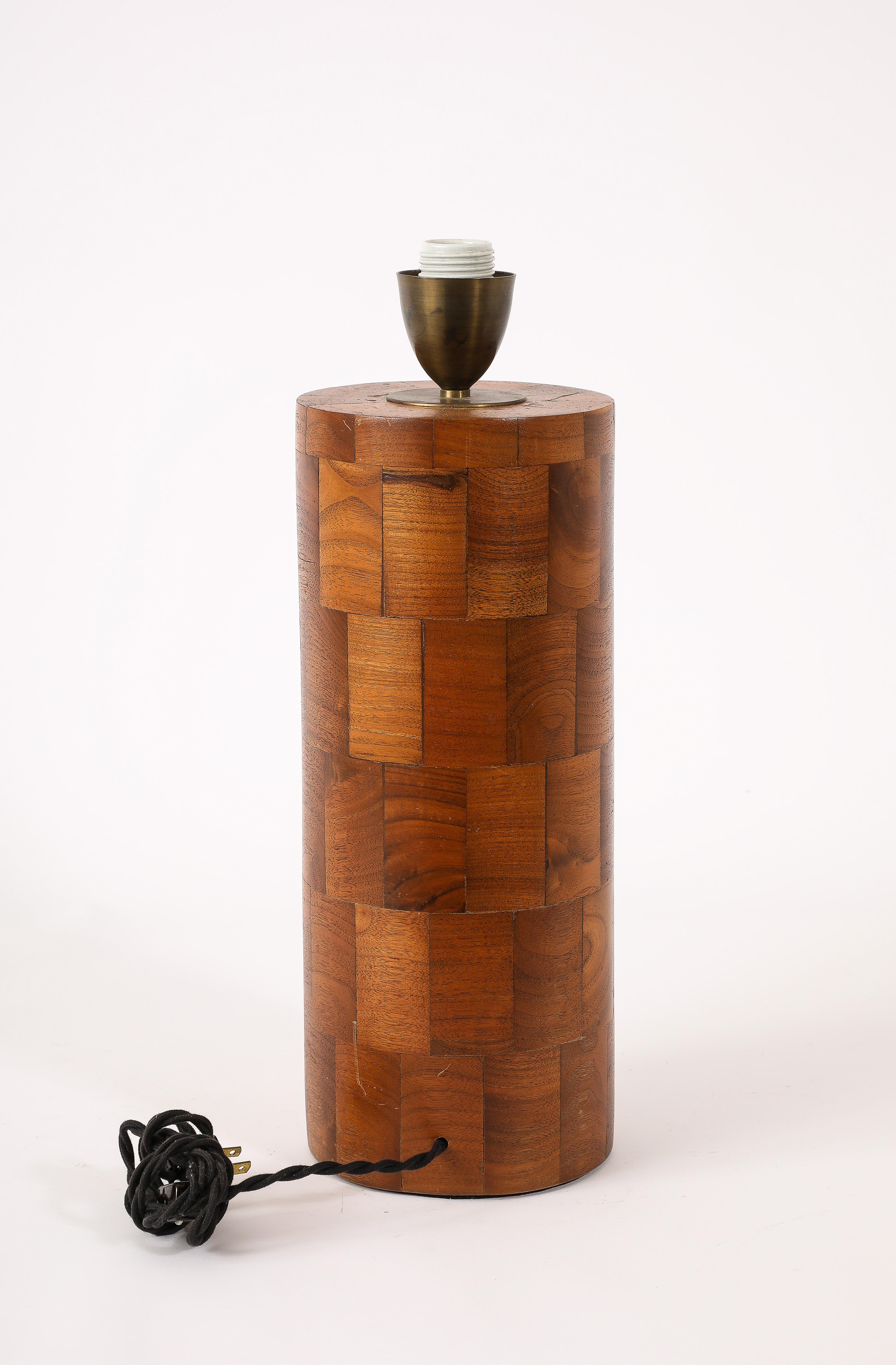 Large Walnut “blocks” Lamp, USA 1950's For Sale 1